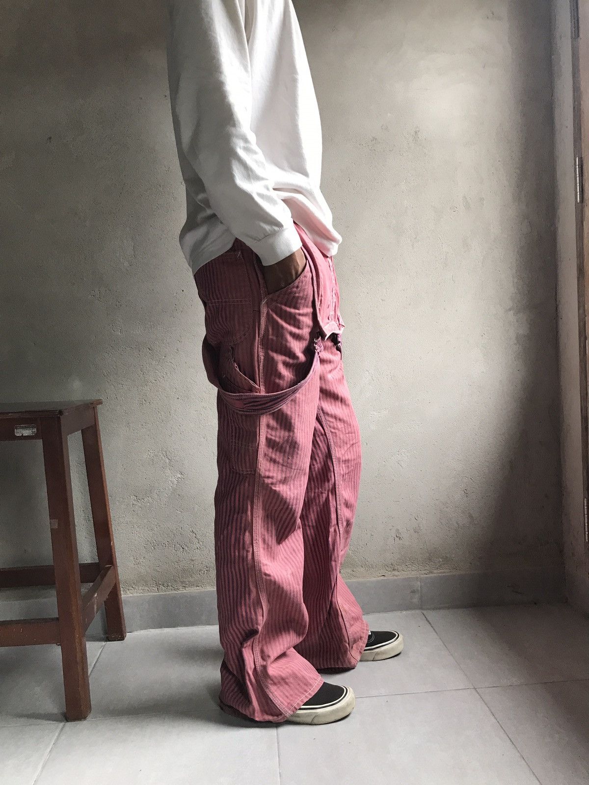 Lee × Vintage Vintage Lee pink hickory overall Size US 29 - 12 Thumbnail