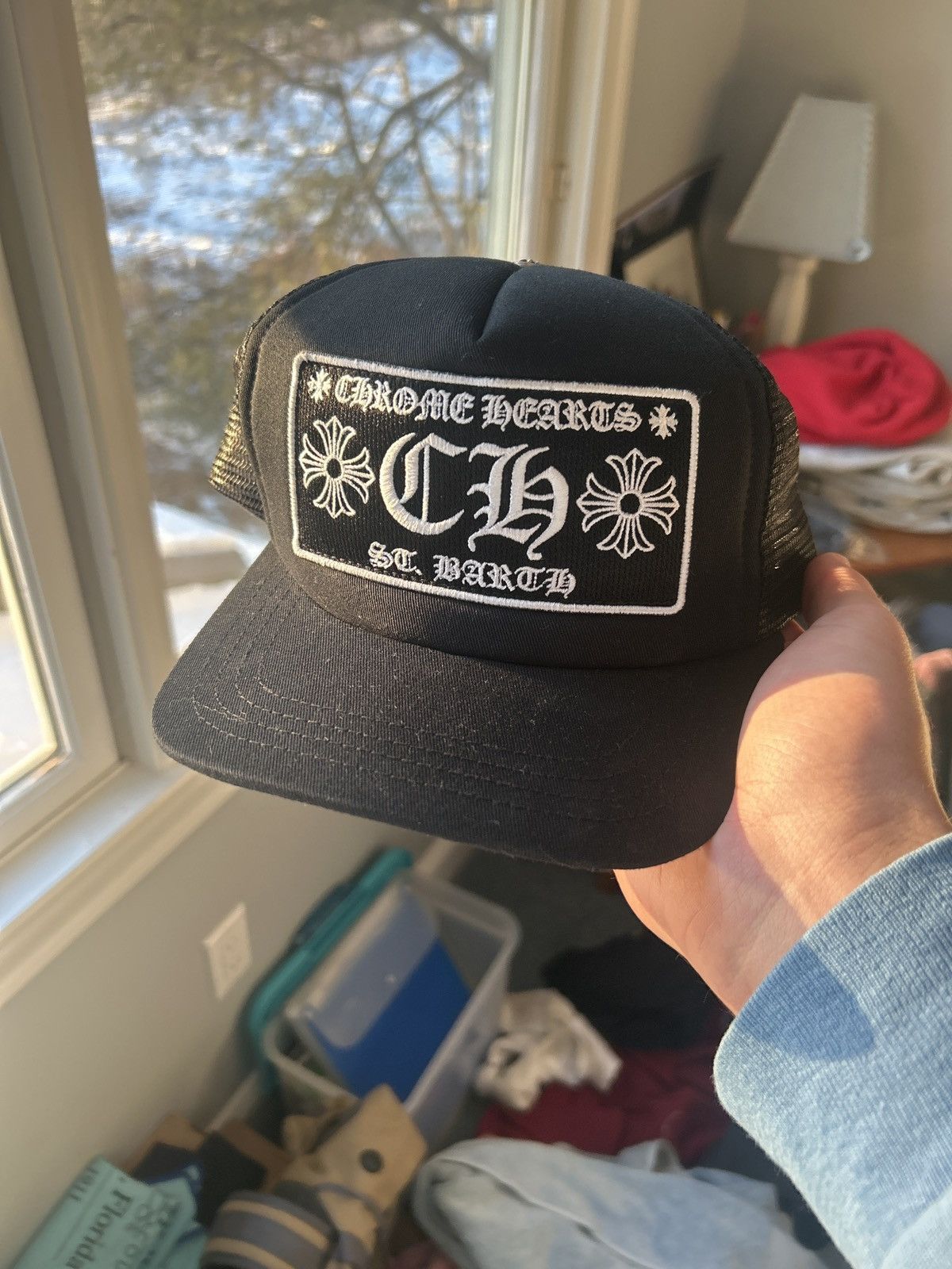 image of Chrome Hearts Trucker Hat St Barths in Black, Men's