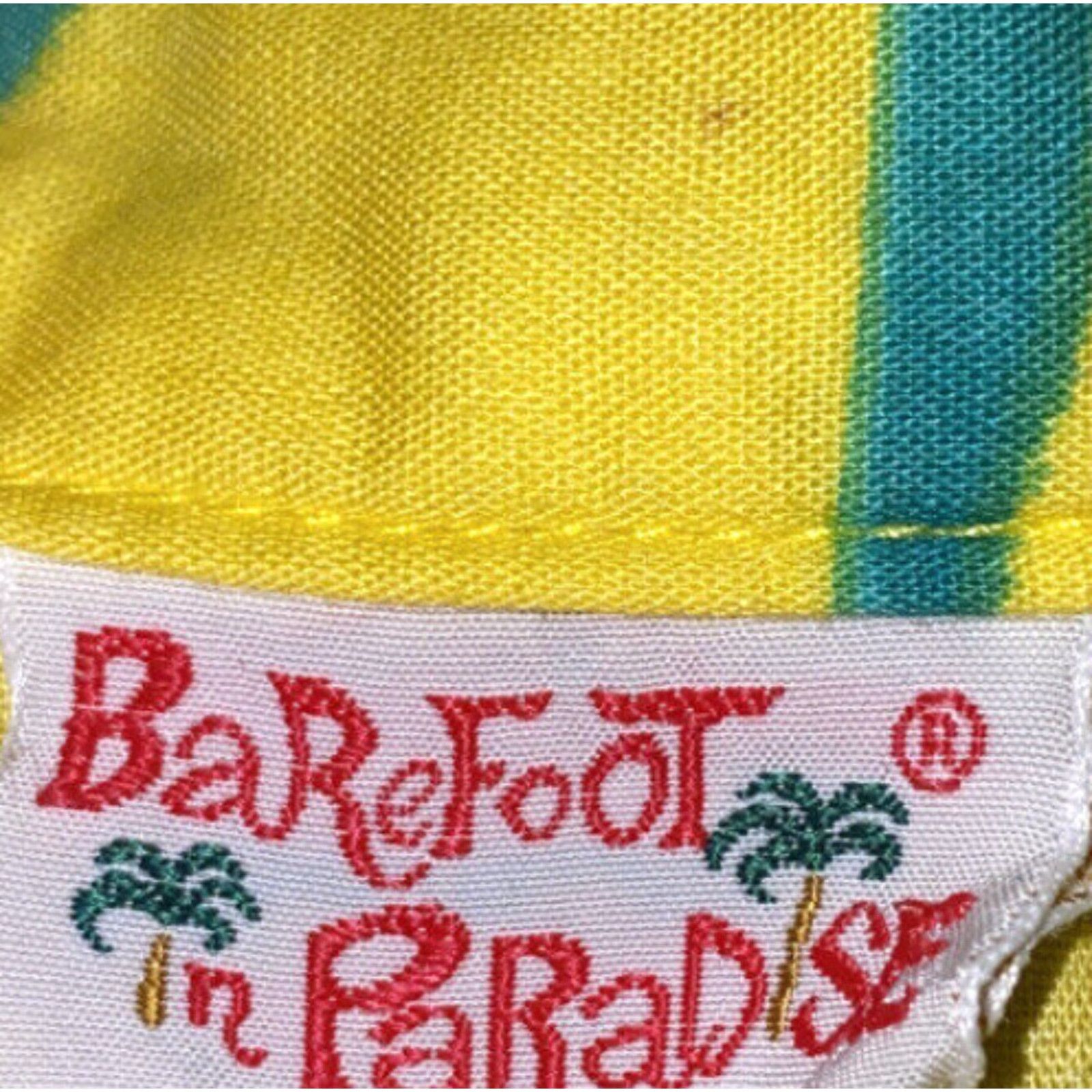 Paradise Barefoot In Paradise Aloha Shirt Mens Large Yellow Parrots Short Sleeve Button-Up Casual Size US L / EU 52-54 / 3 - 6 Thumbnail