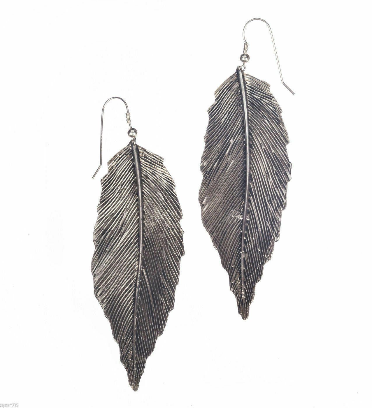 Designer Sterling Tribal Wide Feather Pierced Earrings Alberto Juan Size ONE SIZE - 1 Thumbnail