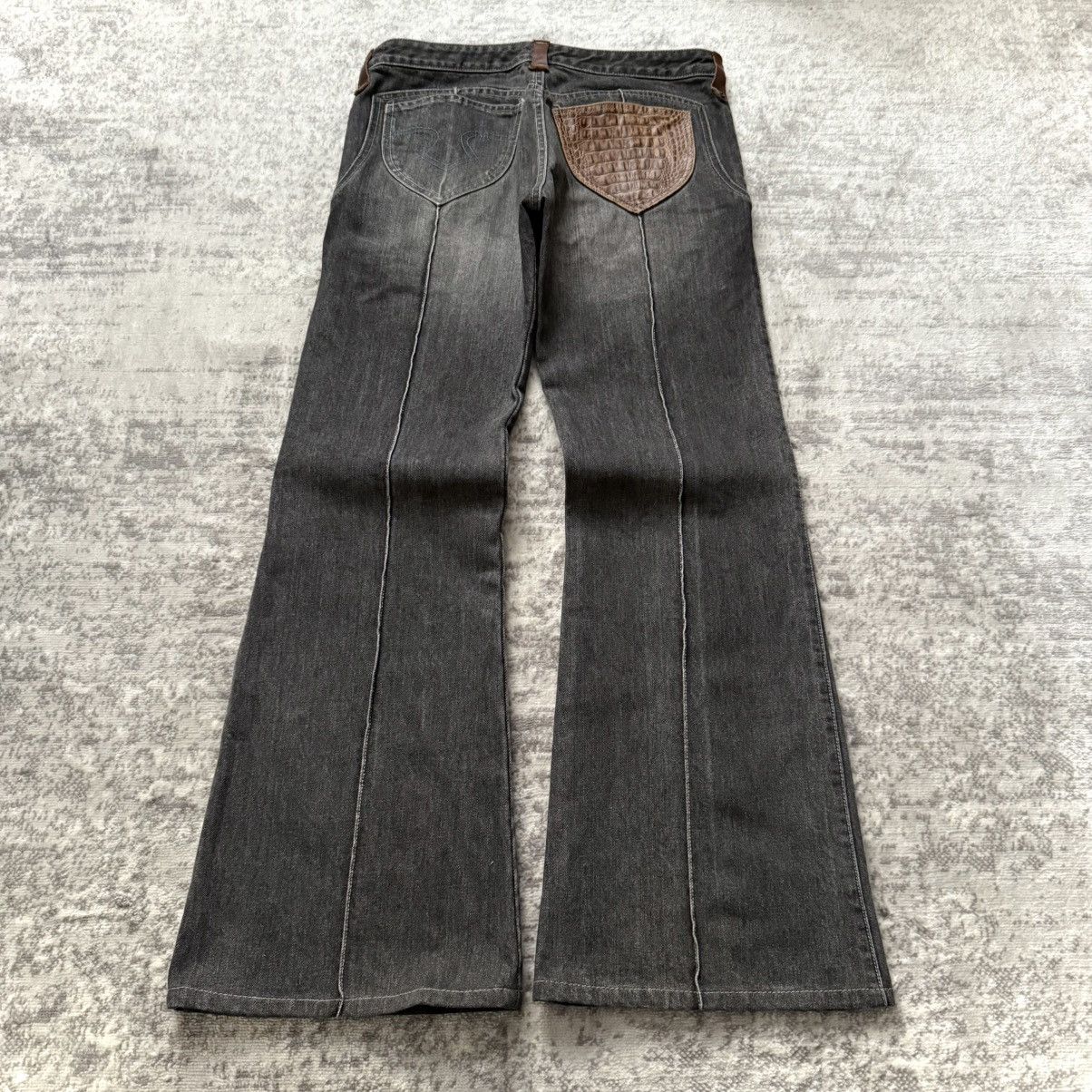 Obelisk Obelisk Crocodile Leather Detailed Flare Bell Bottom Denim Size US 30 / EU 46 - 1 Thumbnail
