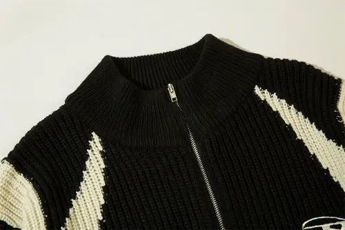 VIBE Black Full Zip Star Knit Sweater Size US M / EU 48-50 / 2 - 4 Thumbnail
