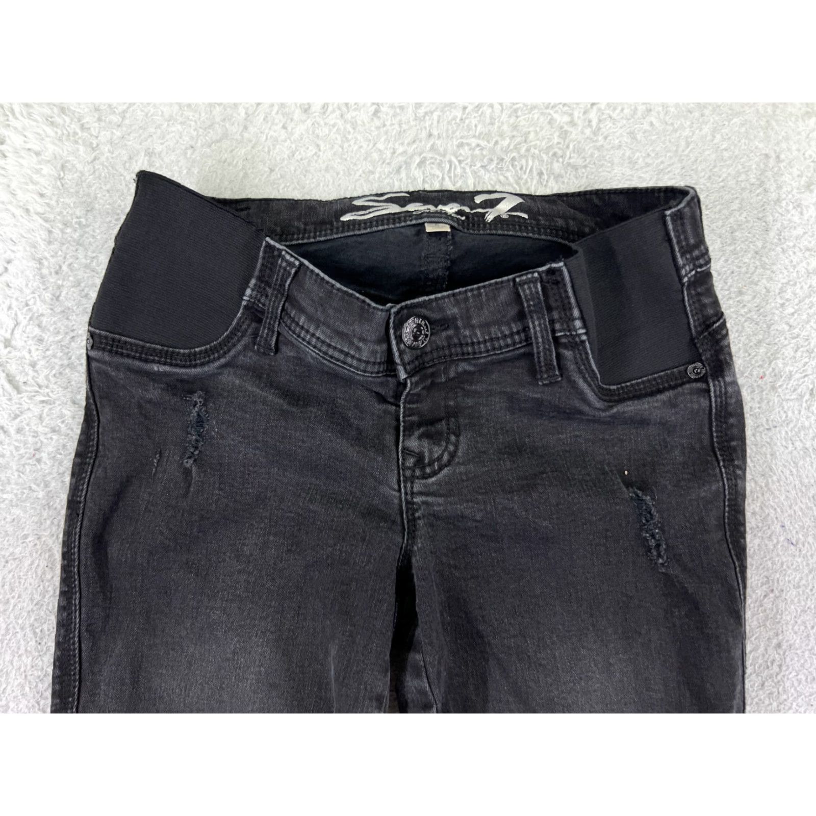 Vintage Seven7 Jeans Women 6 Black Denim Maternity Skinny Tapered Distressed 26x26 Jeans Women 6 Black Denim Maternity Skinny Tapered Distressed 26x26 Size 28" / US 6 / IT 42 - 4 Thumbnail