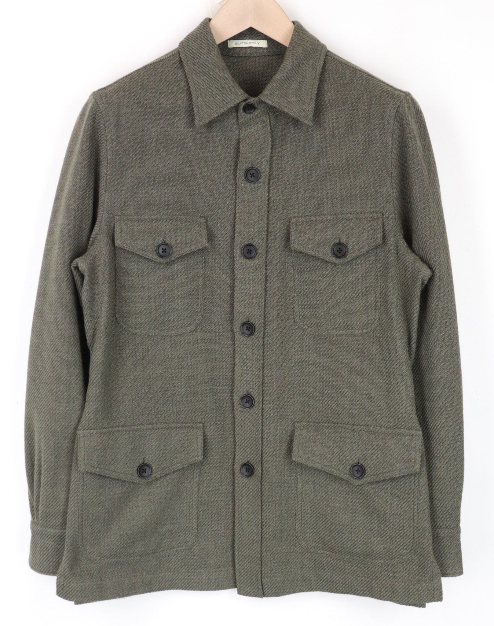 image of Suitsupply William Eb Uk38R Green Overshirt Wool Relaxed Jacket 68388, Men's (Size Medium)