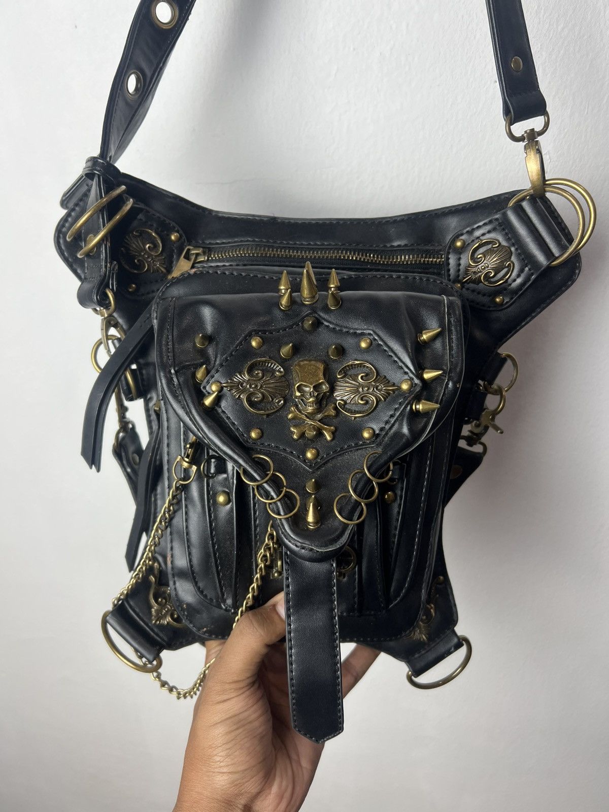 KMRii Steampunk Studded KMRii Style Leather Shoulder Bag Size ONE SIZE - 7 Thumbnail