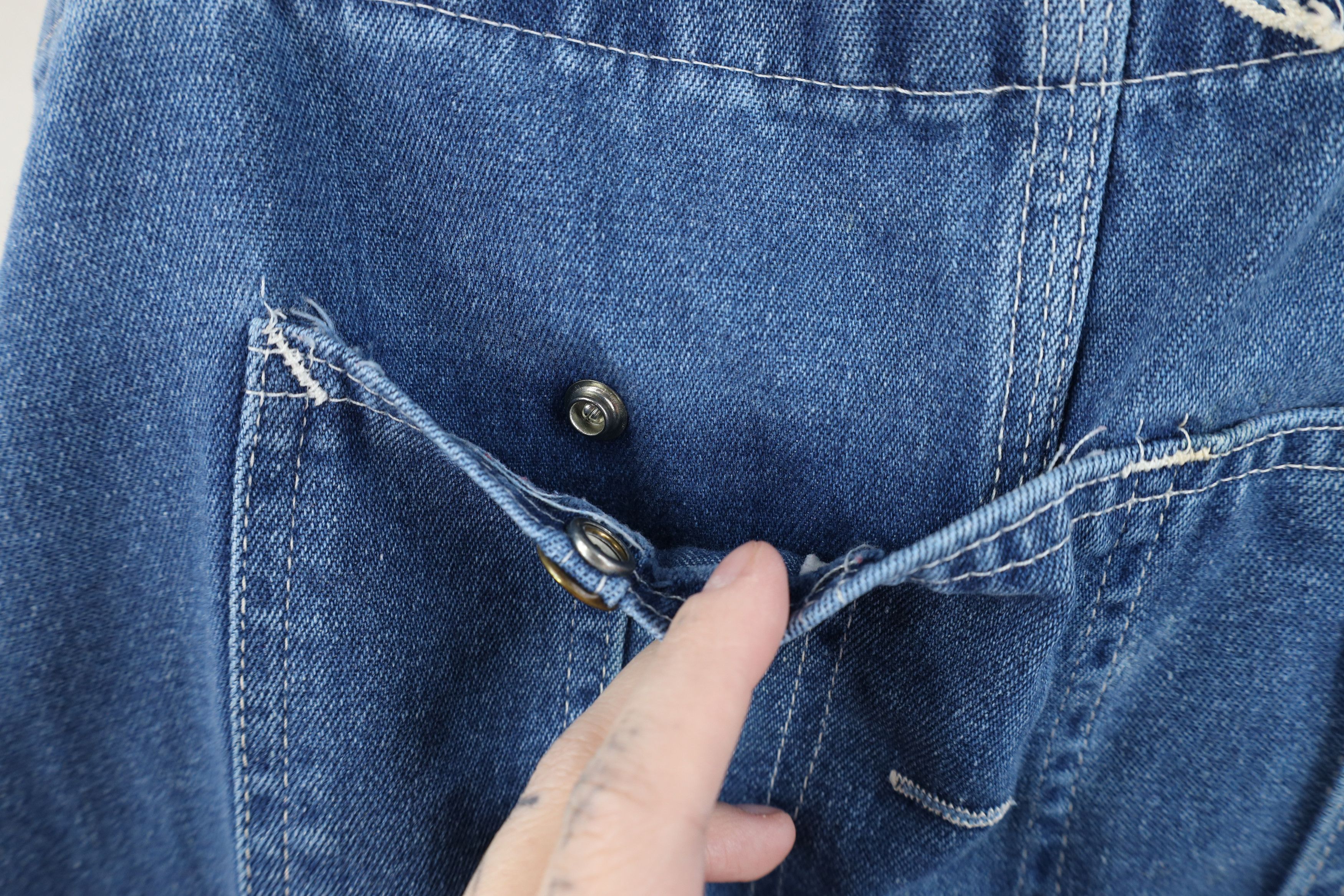Vintage Vintage 70s Streetwear Distressed Wide Leg Denim Overalls Size US 38 / EU 54 - 8 Thumbnail
