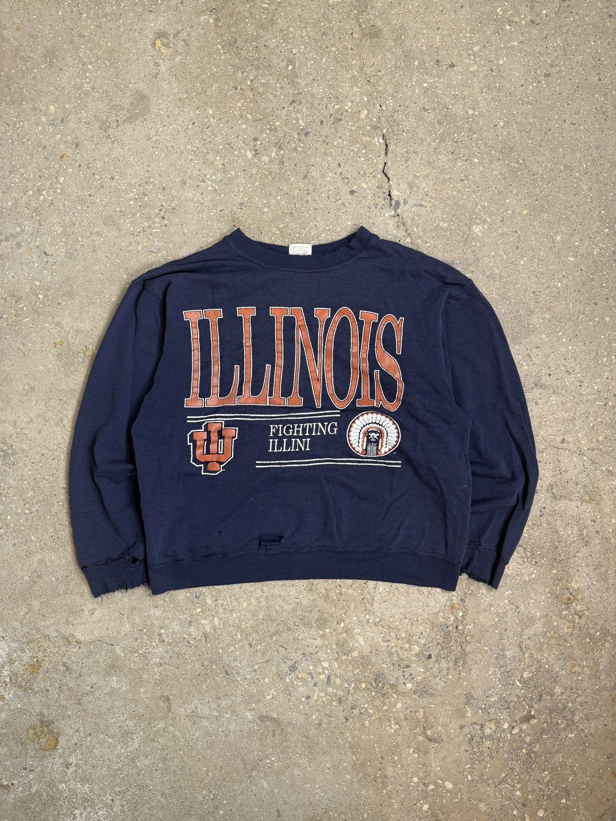 Vintage 1990’s Illinois Fighting Illini Vintage Crewneck Size US XL / EU 56 / 4 - 1 Thumbnail