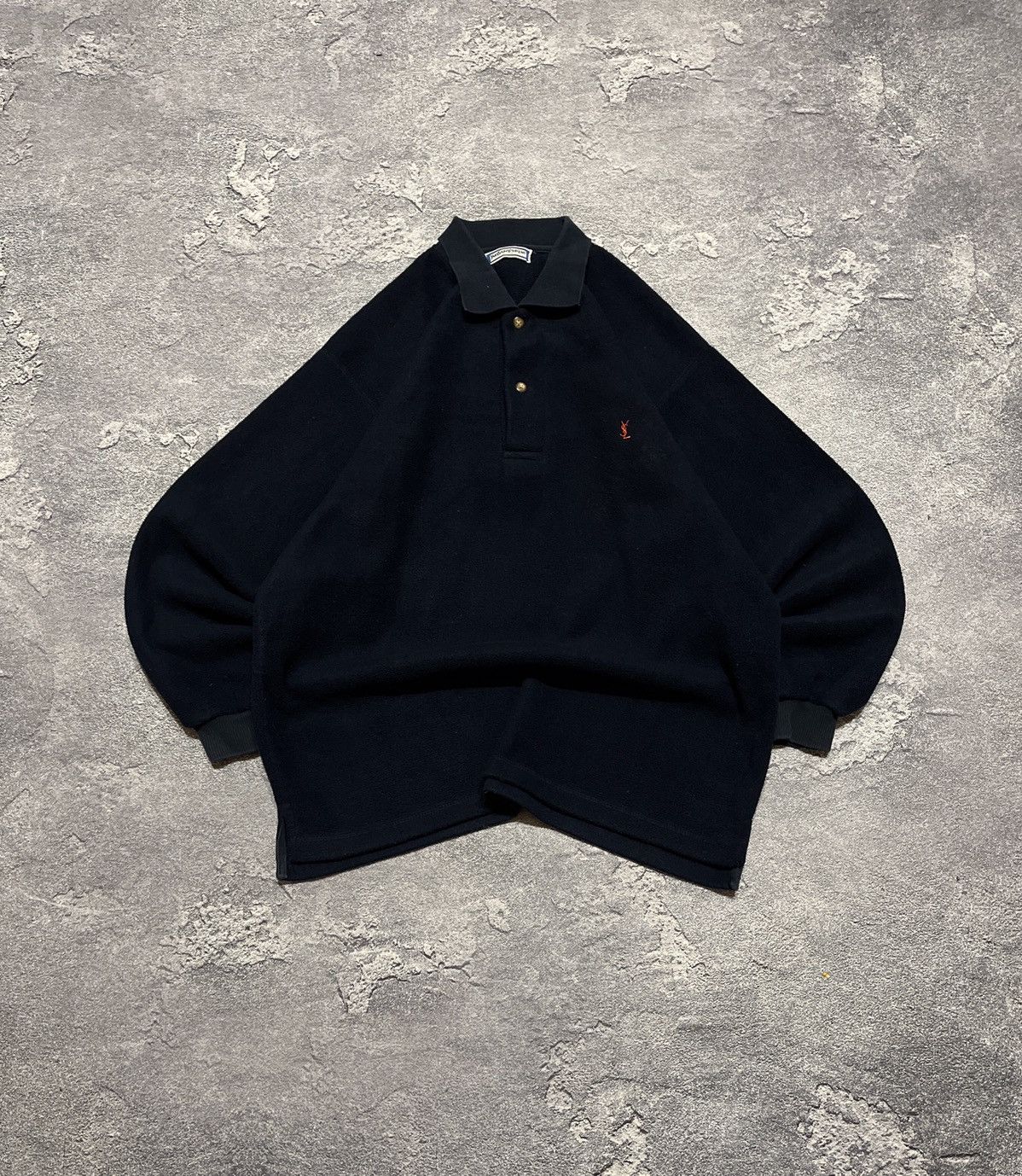 Vintage × Yves Saint Laurent Fleece YSL Sweatshirt 1/4 Logo YSL Sweater Size US XL / EU 56 / 4 - 1 Thumbnail