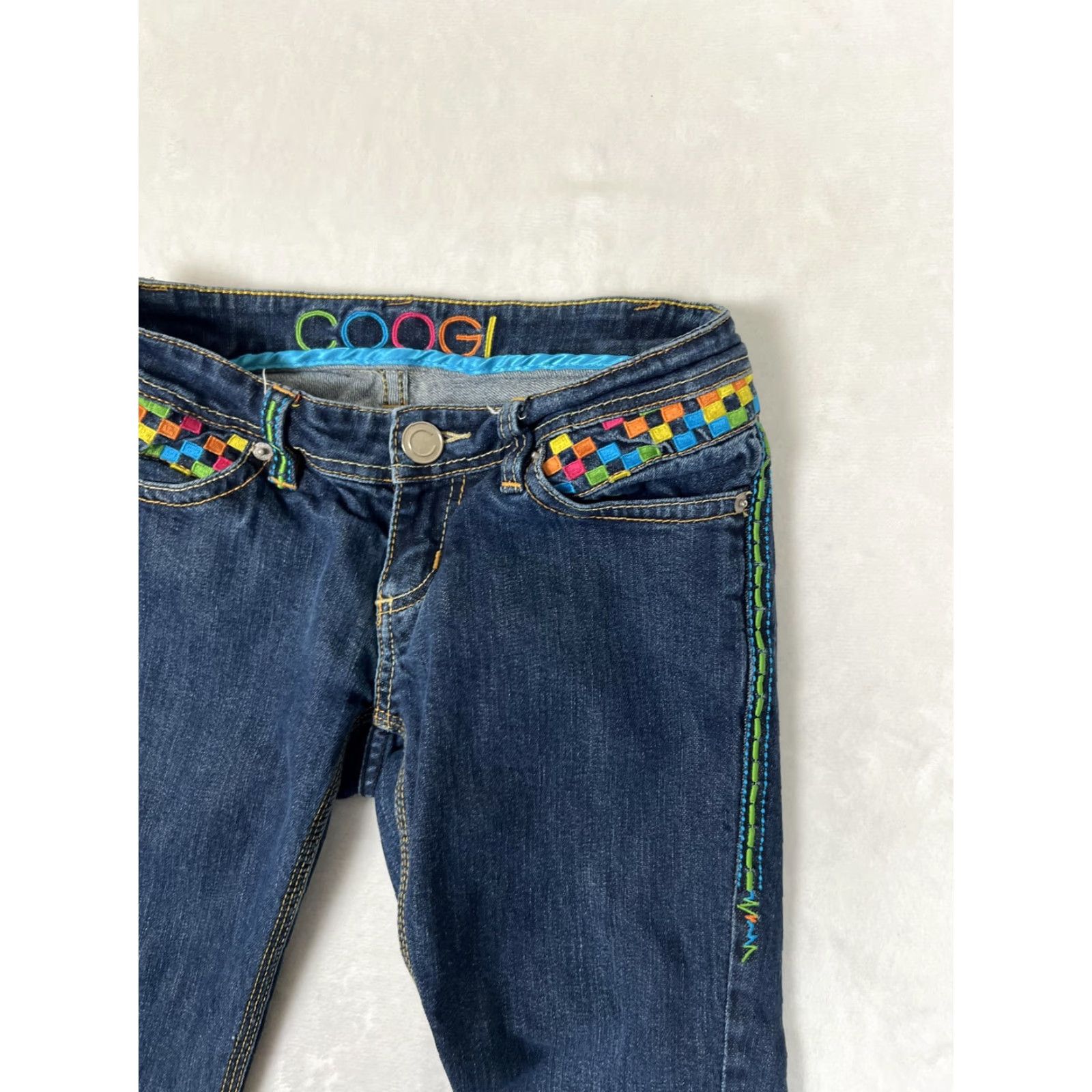 Coogi COOGI Jeans Slim Straight 1/2 Juniors Blue Dark Wash Embroidered 5-Pocket Denim Size 25" / US 0 / IT 36 - 4 Thumbnail