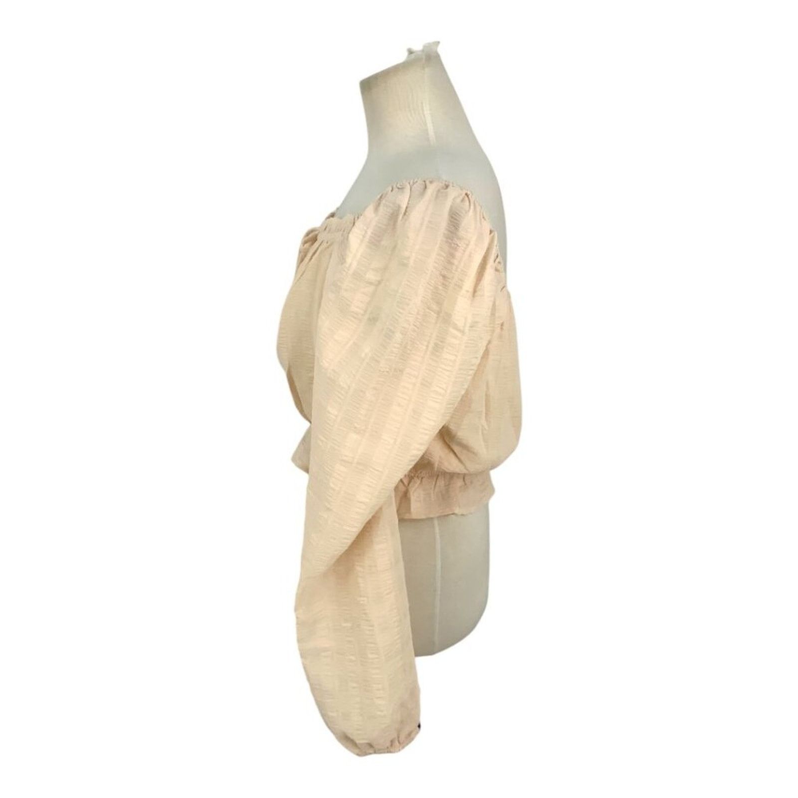 Other Lush Puff Sleeve Tie Front Blouse Cream Size Medium NWOT Size M / US 6-8 / IT 42-44 - 4 Thumbnail