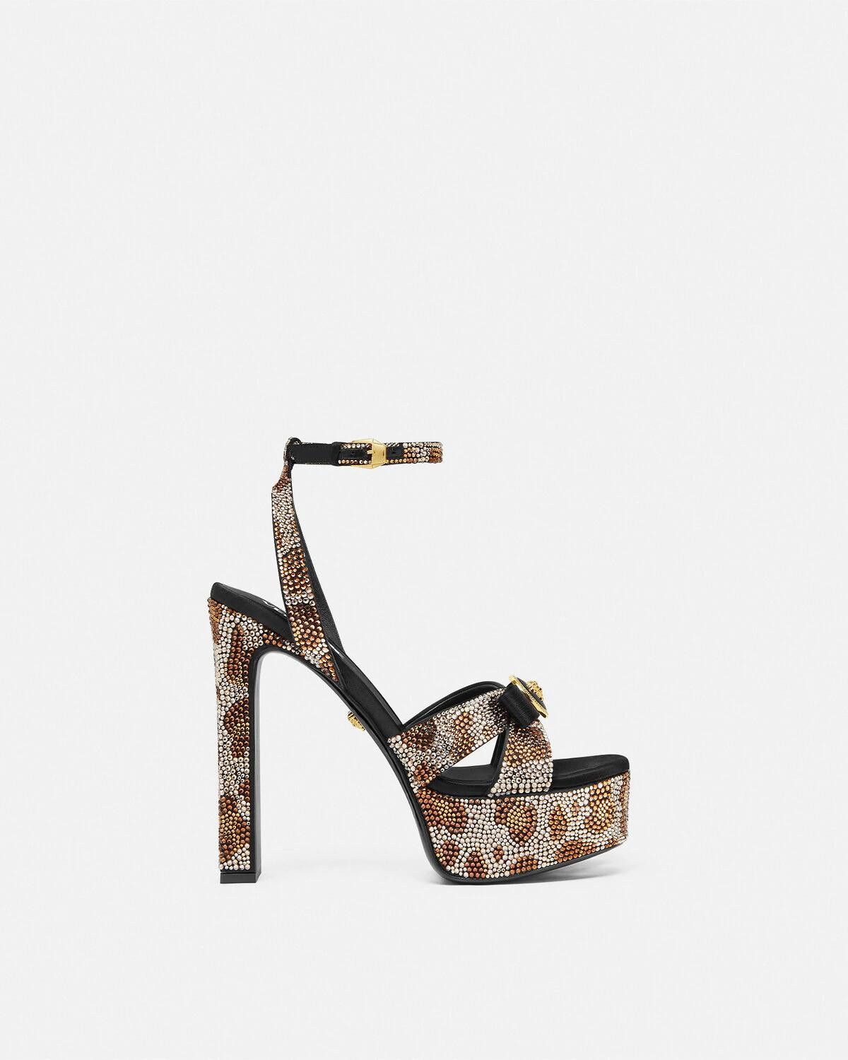 Gianni Ribbon Leopard Sandals 140 mm Size 40.5