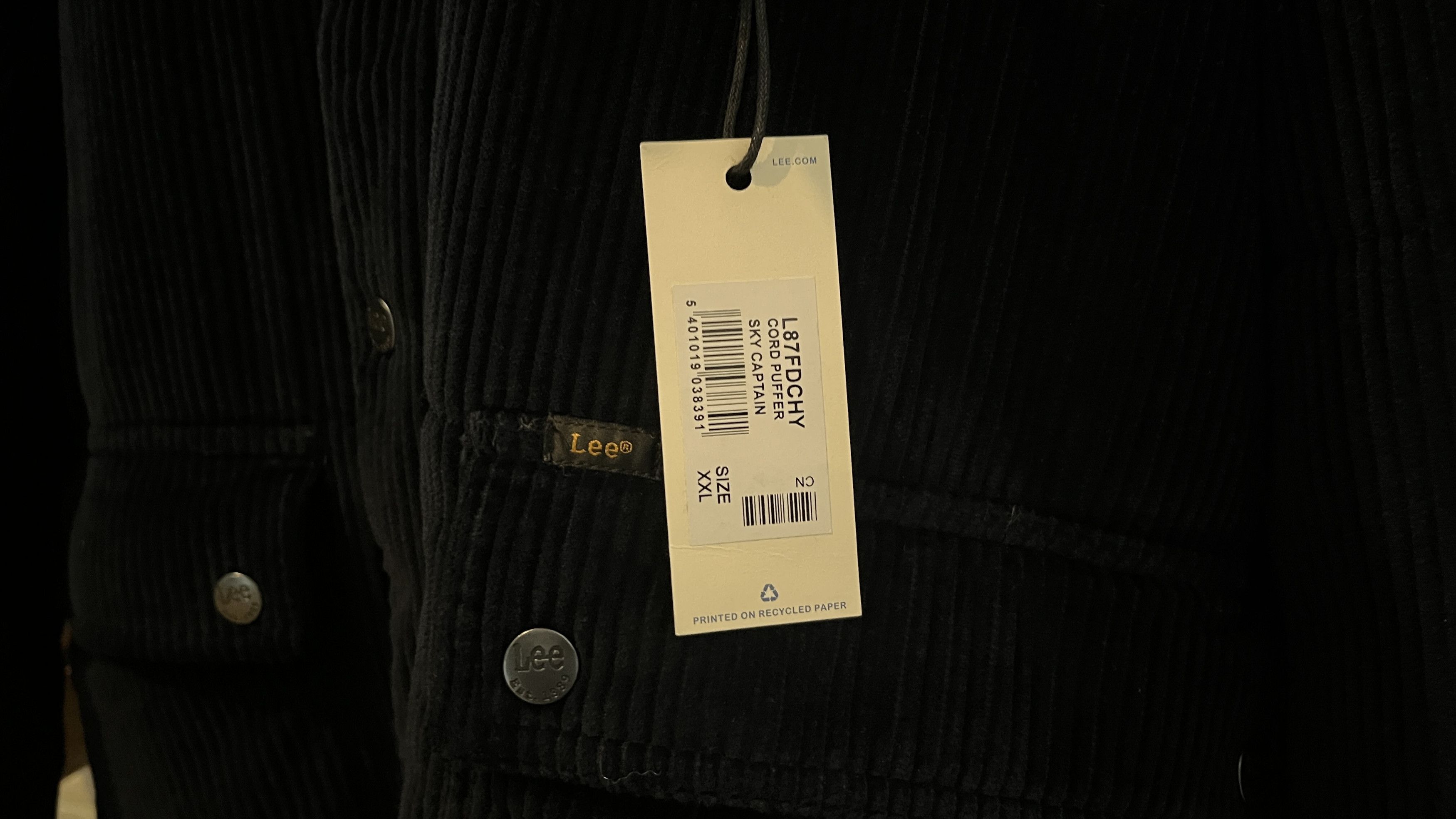Lee Lee 2 Pockets Wide Wale Cord Puffer Jacket Navy XXL Size US XXL / EU 58 / 5 - 16 Thumbnail