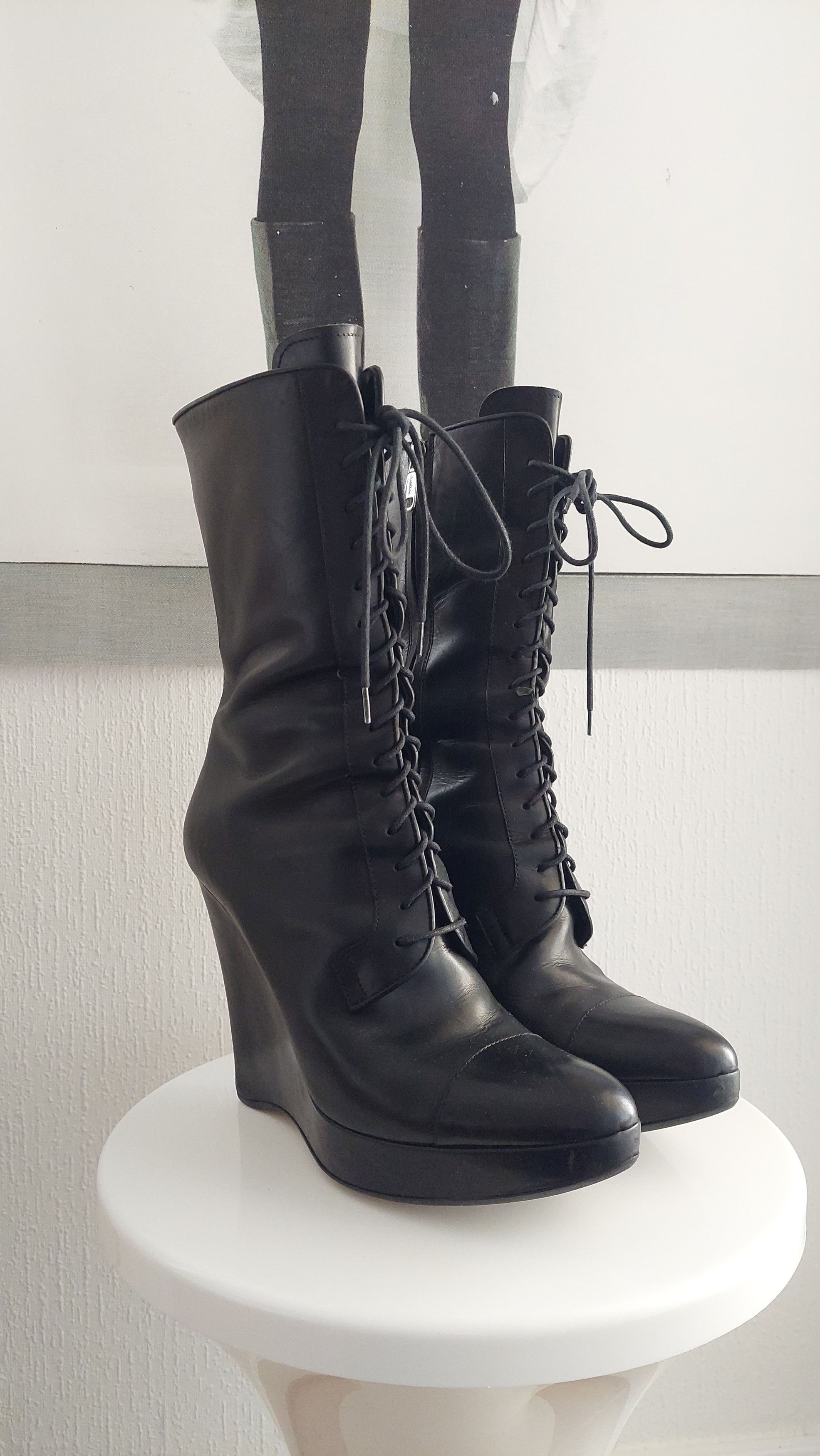 Jil Sander Jil Sander FW2006 lace up wedge boots Size US 7.5 / IT 37.5 - 1 Thumbnail