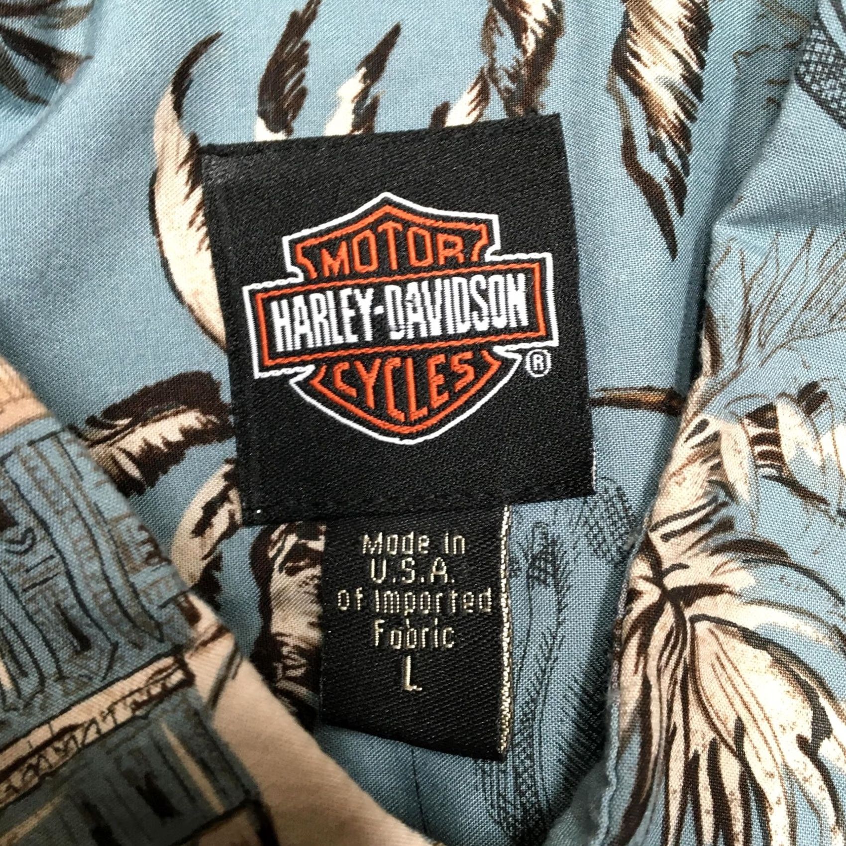 Harley Davidson VINTAGE Harley-Davidson Shirt Mens Large Blue Hawaiian Motorcycle Made USA Size US L / EU 52-54 / 3 - 4 Thumbnail