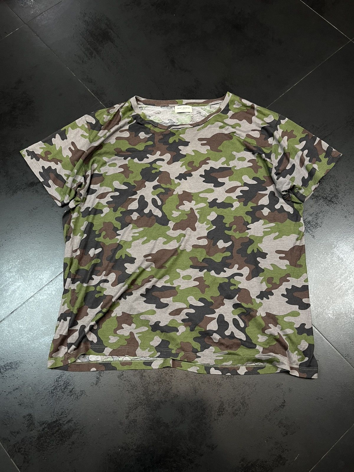Saint Laurent Camo T-Shirt By Hedi Slimane