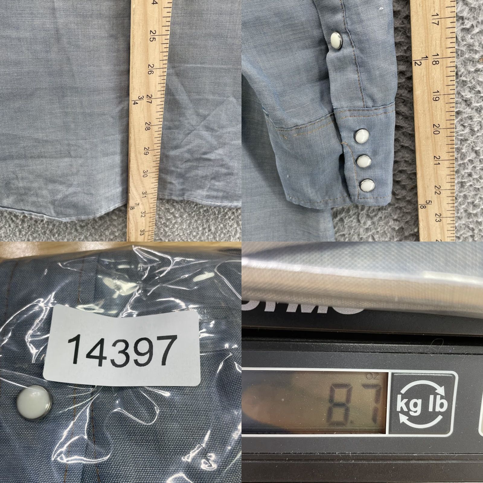 Wrangler VINTAGE Wrangler X-Long Tails Shirt Men's Large Workwear Cowboy Western Made USA Shirt XL Gray Nike? Size US XL / EU 56 / 4 - 8 Thumbnail