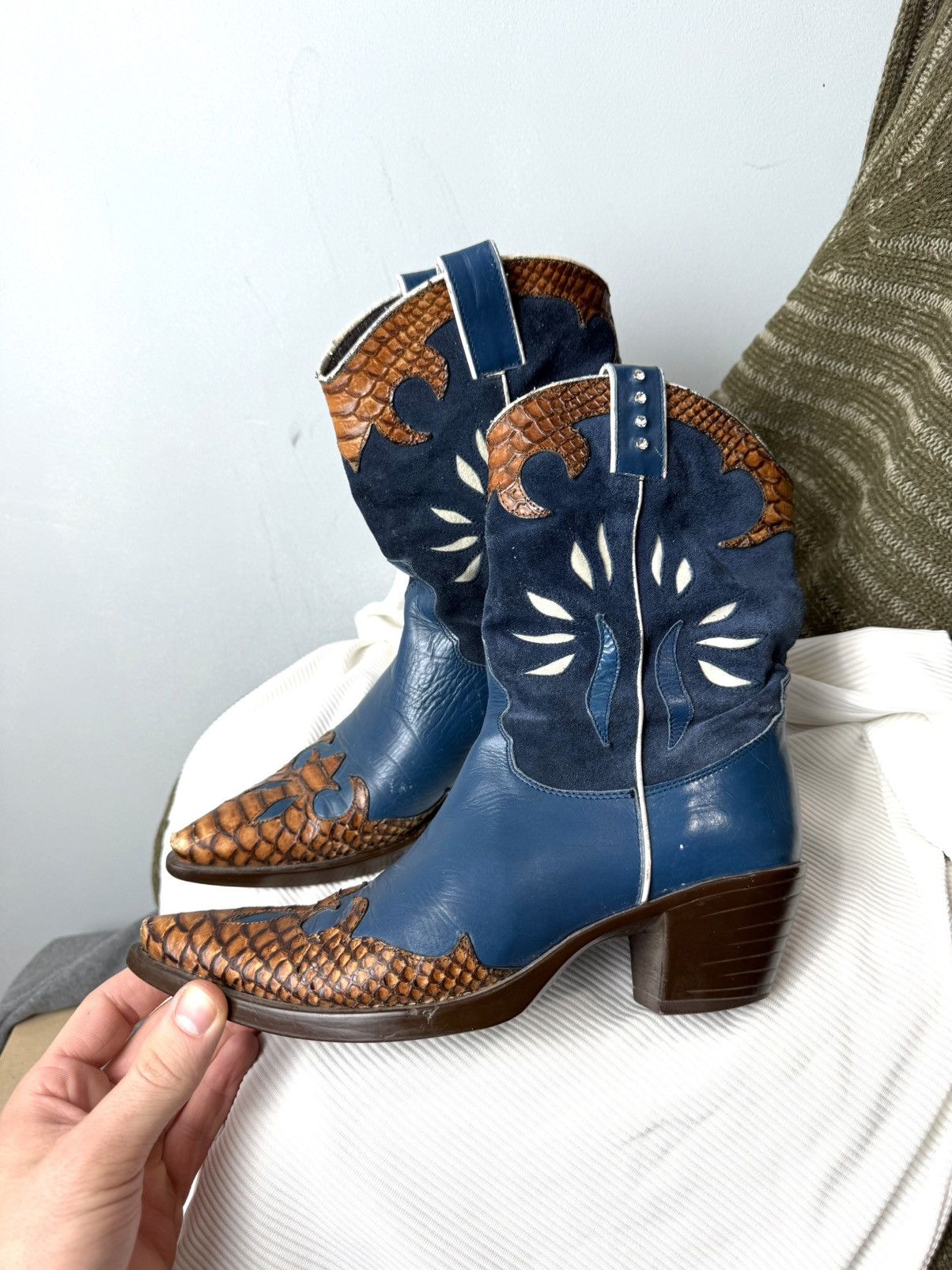 Cowboy Equipment Vintage Vic Matie Western Snake Leather Cowboy Boots Size US 6 / IT 36 - 3 Thumbnail