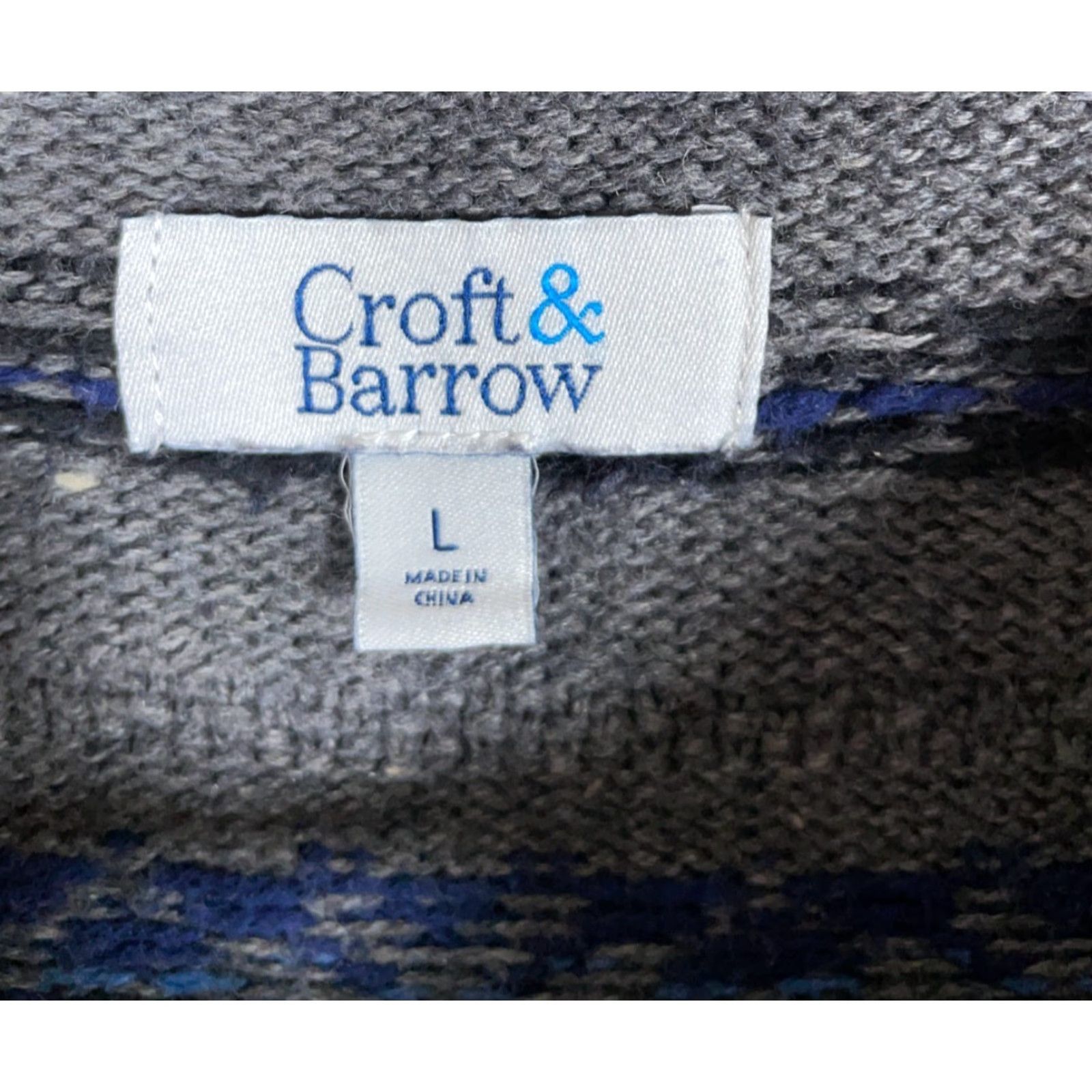 Croft & Barrow Croft & Barrow Sweater Men's Large Gray Blue Aztec Pattern Crewneck Lightweight Knit 90s Southwest Mens Size US L / EU 52-54 / 3 - 3 Thumbnail