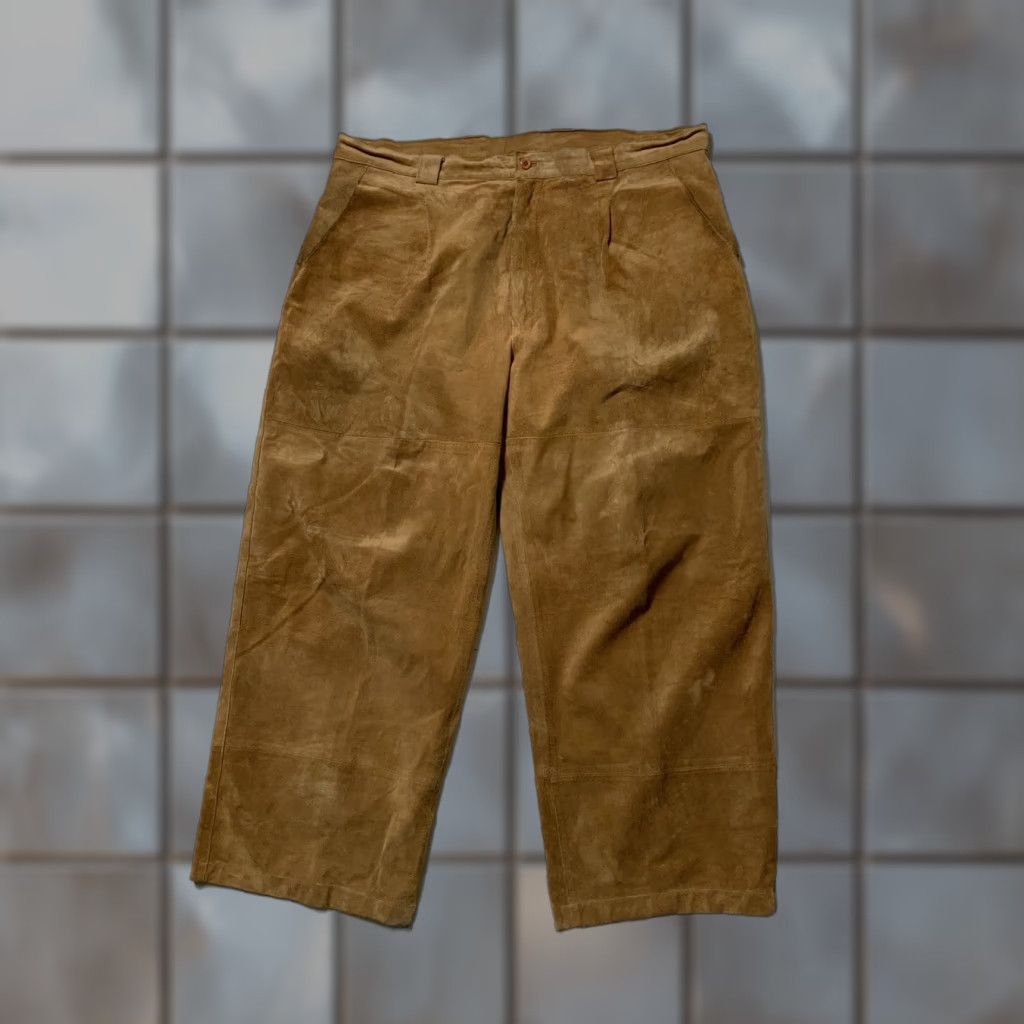 Vintage VINTAGE Joey Richi Leather Lined Baggy Loose Fit Mens Pants Sz. 40 Brown 100% Leather Style Leather Regular Pants Mens 40 Inseam 29in Size US 40 / EU 56 - 1 Thumbnail