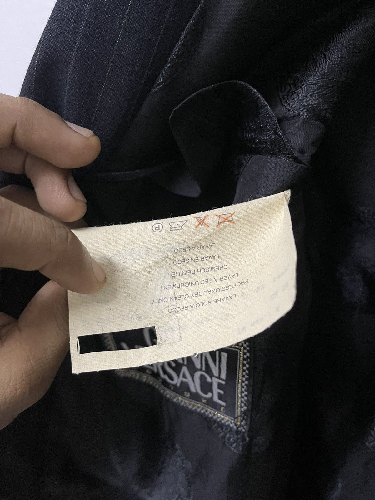 Versace 1990s GIANNI VERSACE PINSTRIPE BESPOKE BUTTON DOUBLE BREAST Size 50R - 11 Thumbnail