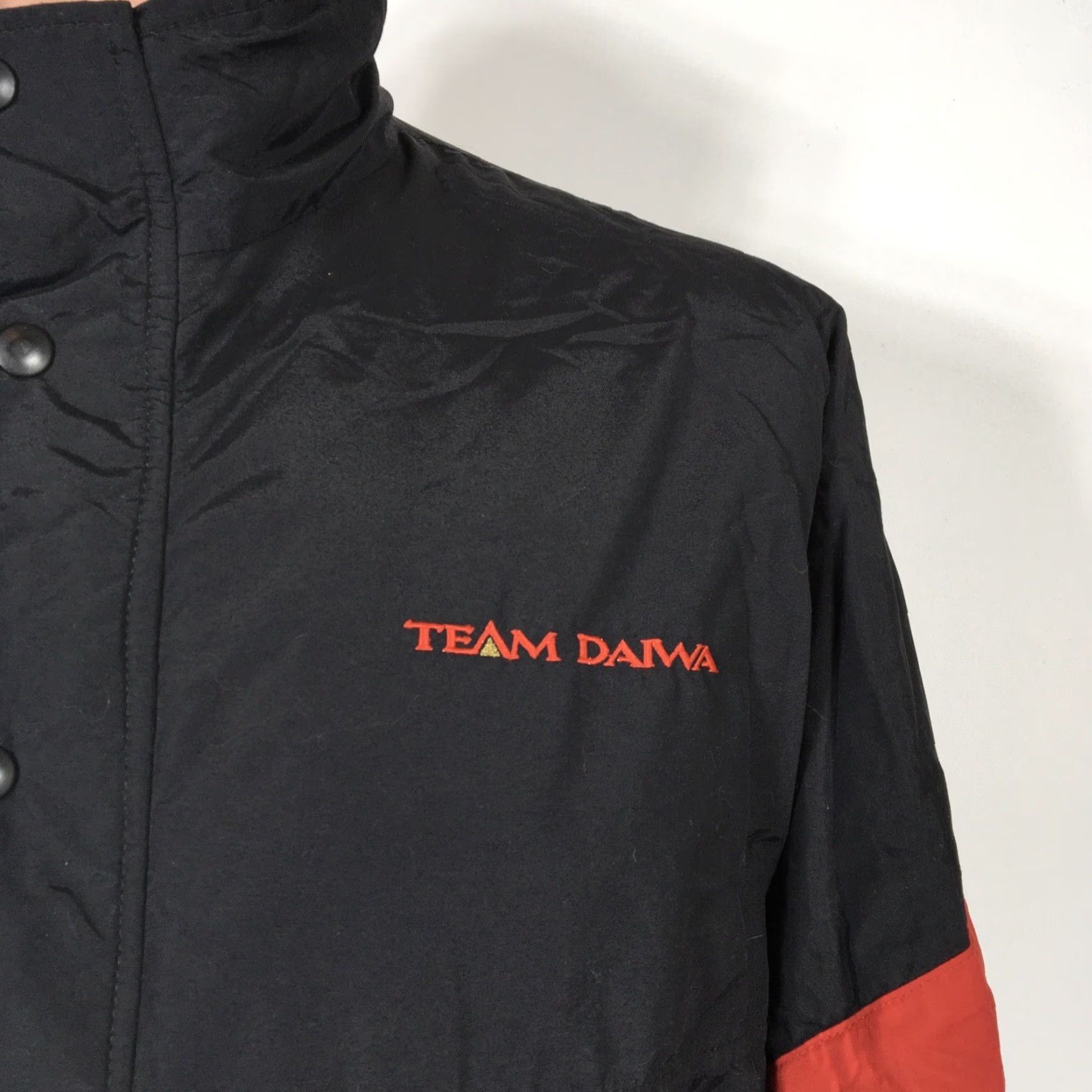 VINTAGE Team Daiwa Coat Men 2XL Black Nylon Fishing Jacket 1990s 