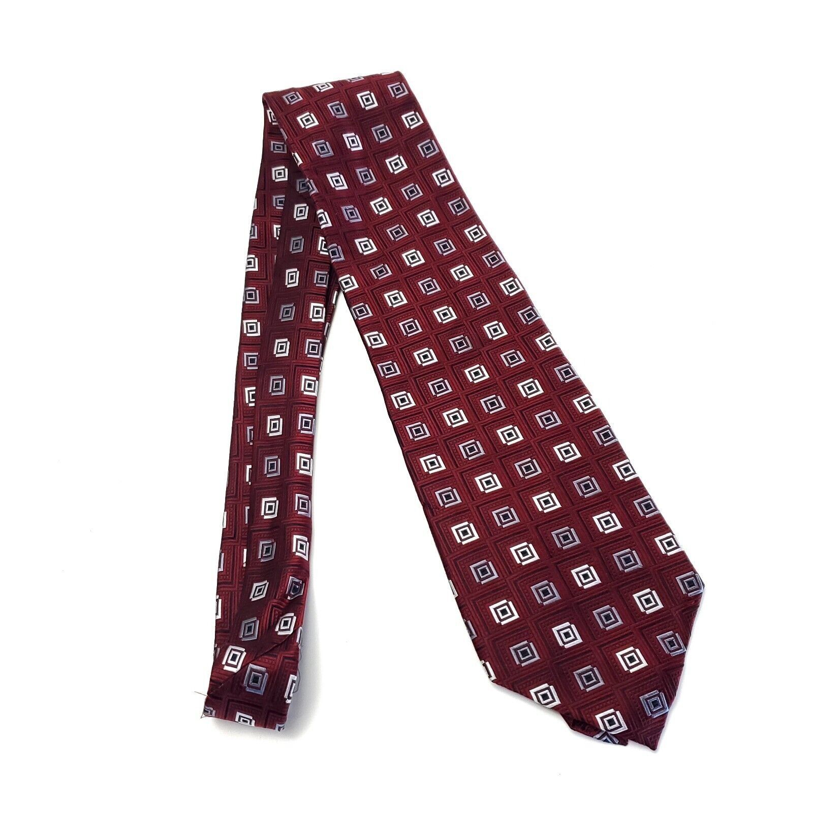 Stafford Stafford Red Geometric Woven Wide Silk Tie Size ONE SIZE - 6 Thumbnail