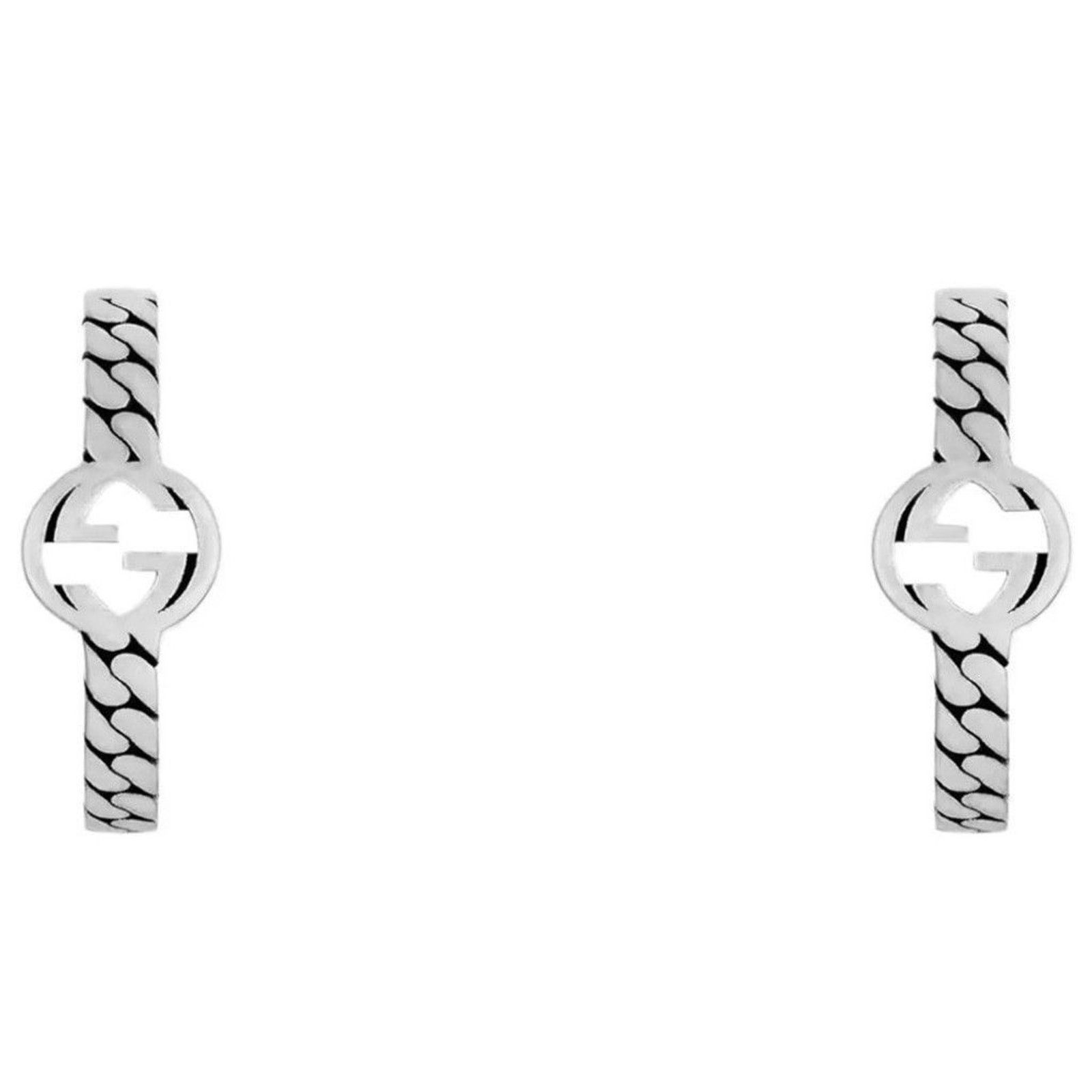 Gucci Gucci Sterling Silver Interlocking G Hoop Earrings Size ONE SIZE - 1 Thumbnail