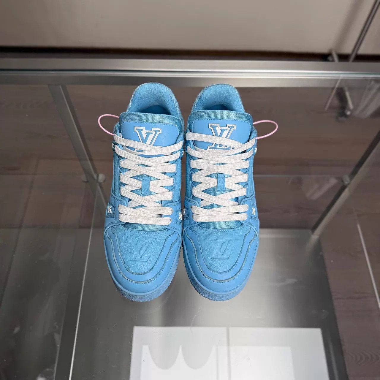 Louis Vuitton LV Trainer Blue Art Gallery UK7(41) Lightly Used Size US 8 / EU 41 - 3 Thumbnail