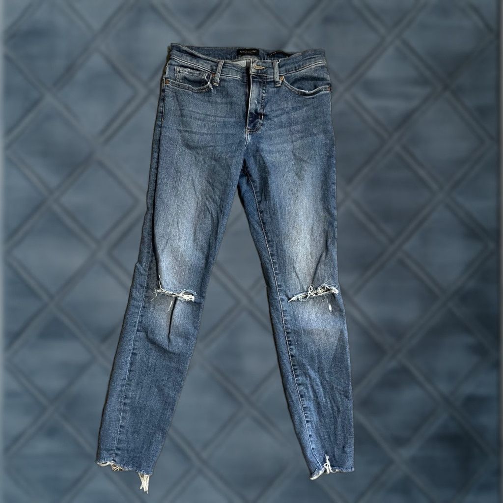 Banana Republic Banana Republic Jeans Premium Denim Mid-Rise Skinny Size 27 Blue Cotton Polyester Women's Skinny Jeans dark denim Size 27" / US 4 / IT 40 - 1 Thumbnail