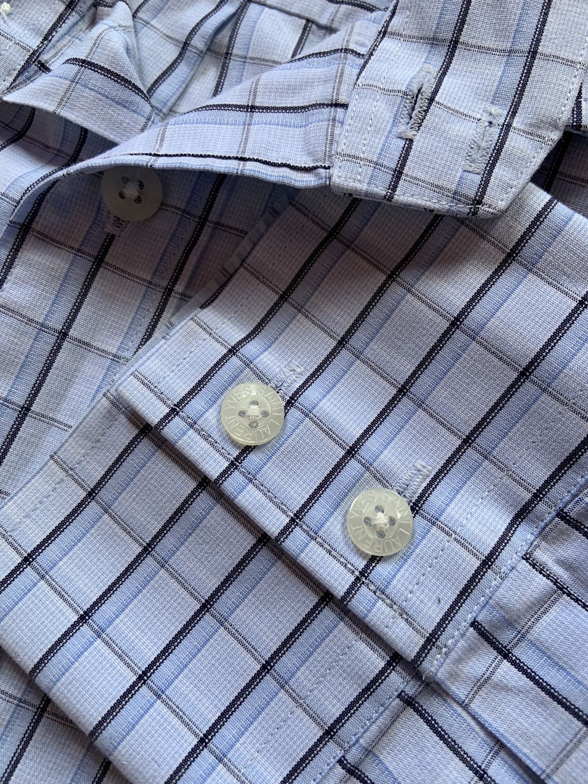 vintage yves saint laurent button up blue shirt Menswear