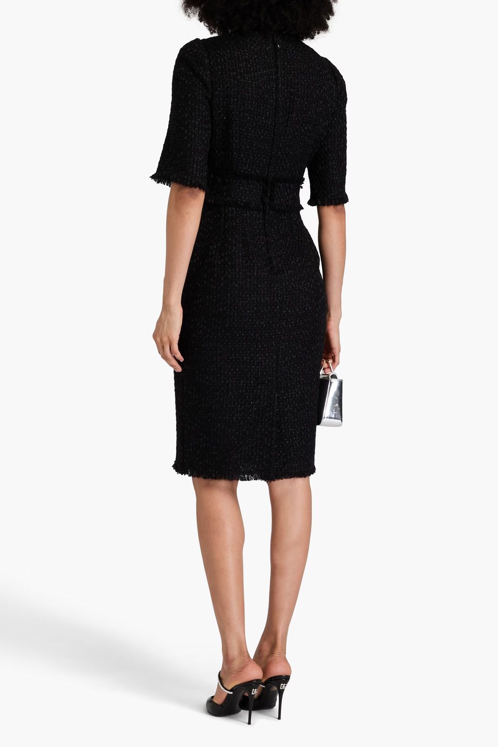 Dolce & Gabbana o1y0825 Short Sleeves Midi Dress in Black Size XS / US 0-2 / IT 36-38 - 3 Thumbnail