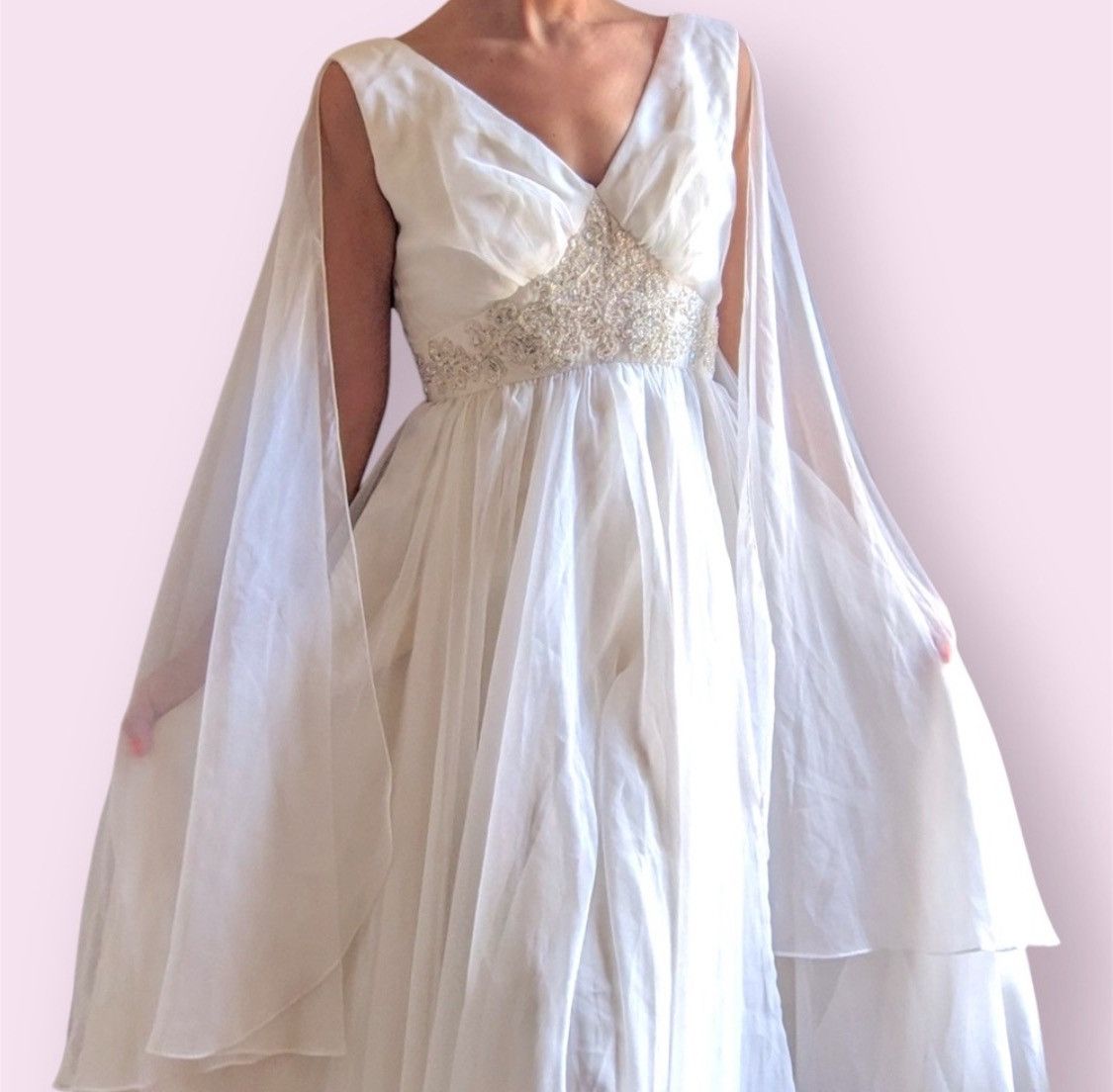 1950s Chiffon Cape Dress