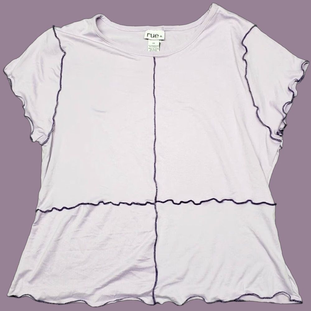 Vintage Rue21 Casual Top Womens 2X Purple Short Sleeve Cap Stretch Thick Stitch New Blouse Knit Polyester Spandex Basic All Seasons Mens? Size XXL / US 16-18 / IT 52-54 - 1 Thumbnail