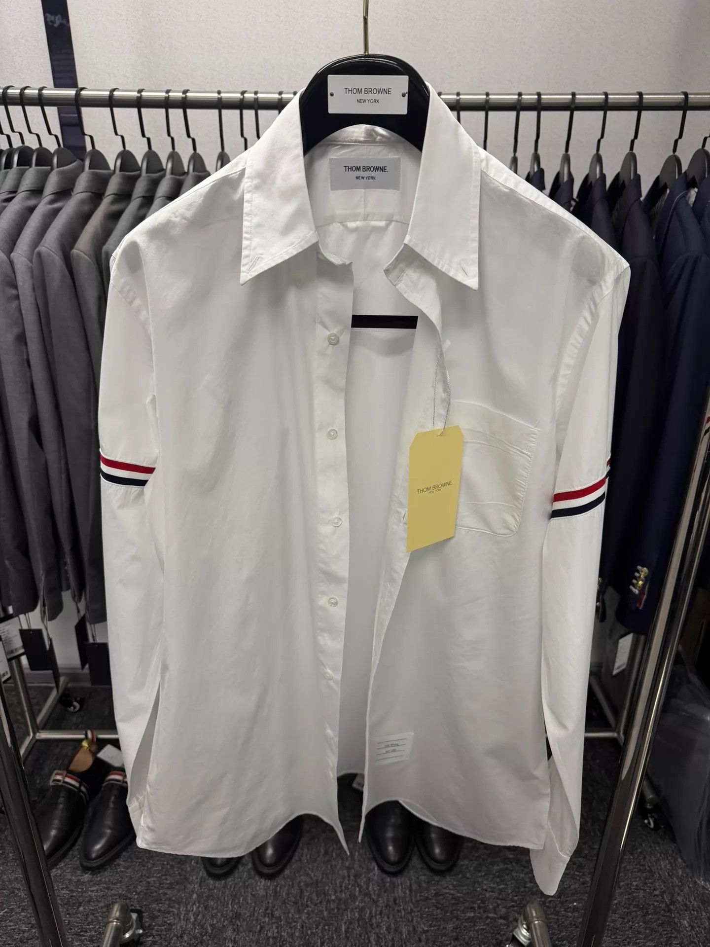 Thom Browne TB Men's Classic Double Sleeve Badge White Poplin Shirt 4 Size US XL / EU 56 / 4 - 1 Thumbnail