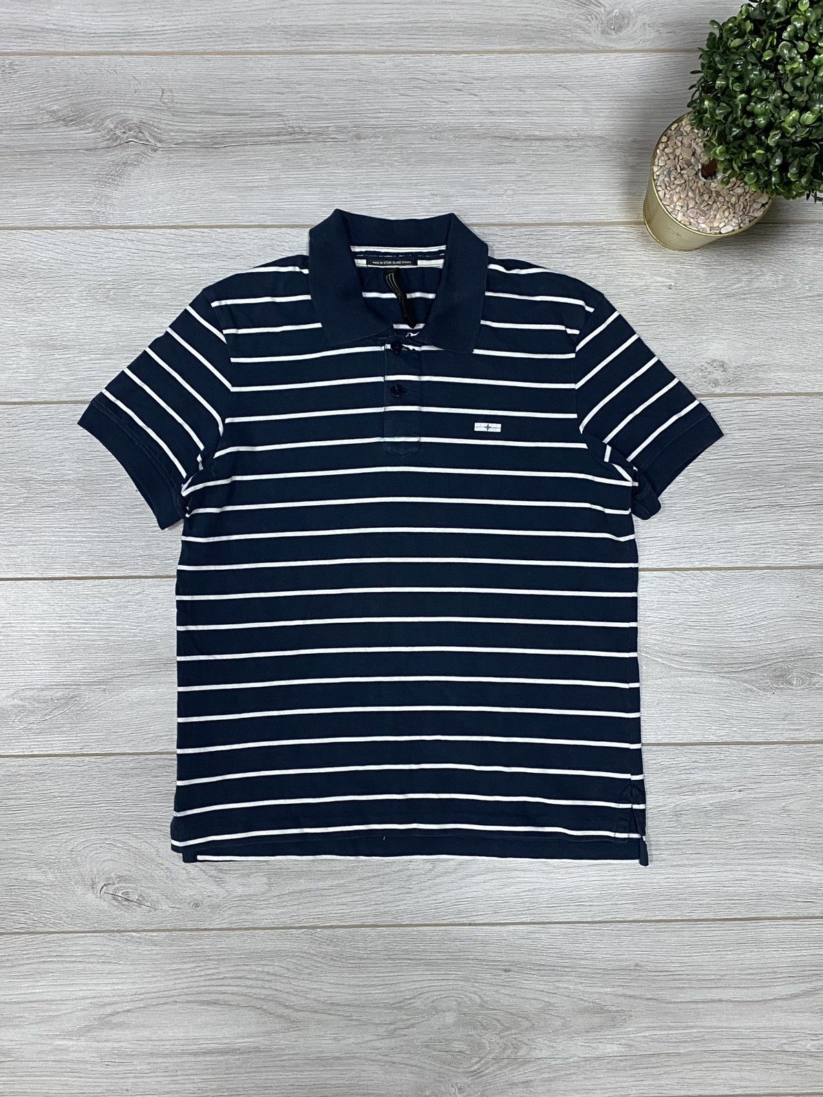 Stone Island Stone Island vintage striped compass polo Size US L / EU 52-54 / 3 - 2 Thumbnail