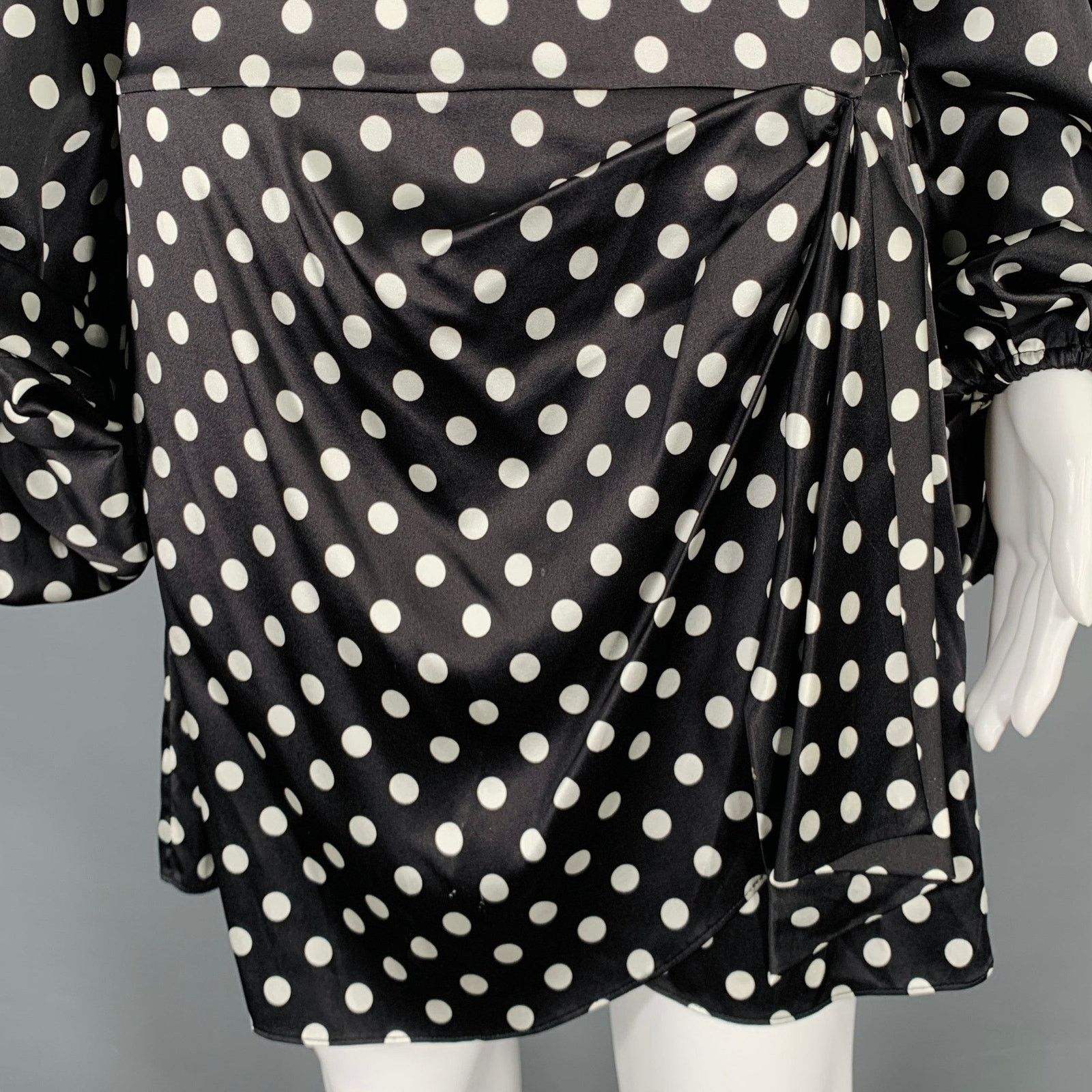 CAROLINE CONSTAS Size S Black White Silk Blend Polka Dot Bell Sleeves Dress Size S / US 4 / IT 40 - 2 Thumbnail