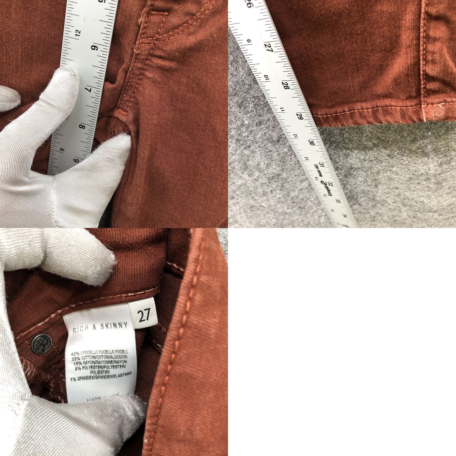 CHOCOOLATE Rich & Skinny Low Rise Skinny Jeans Womens 27 Brown Stretch Denim 5-Pocket Size 27" / US 4 / IT 40 - 8 Thumbnail