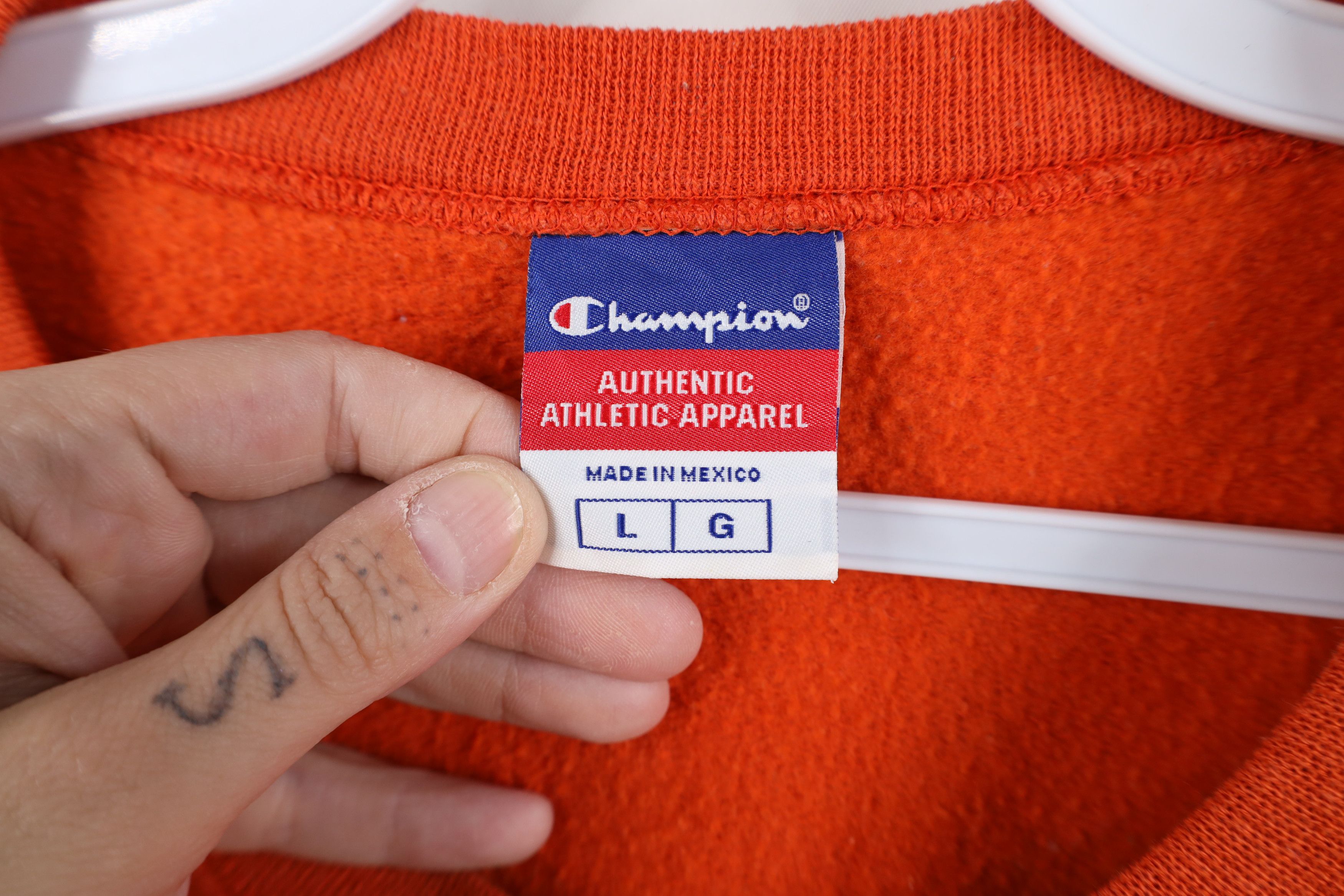 Champion Vintage 90s Champion Spell Out Crewneck Sweatshirt Orange Size US L / EU 52-54 / 3 - 9 Thumbnail
