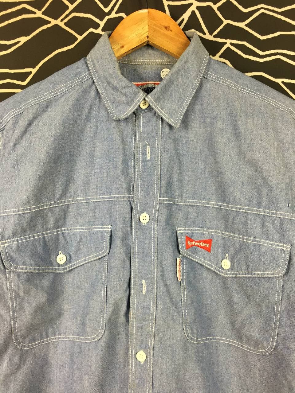 Budweiser Vtg 90s Budweiser Chambray Workwear Button Up Shirt Size US M / EU 48-50 / 2 - 3 Thumbnail