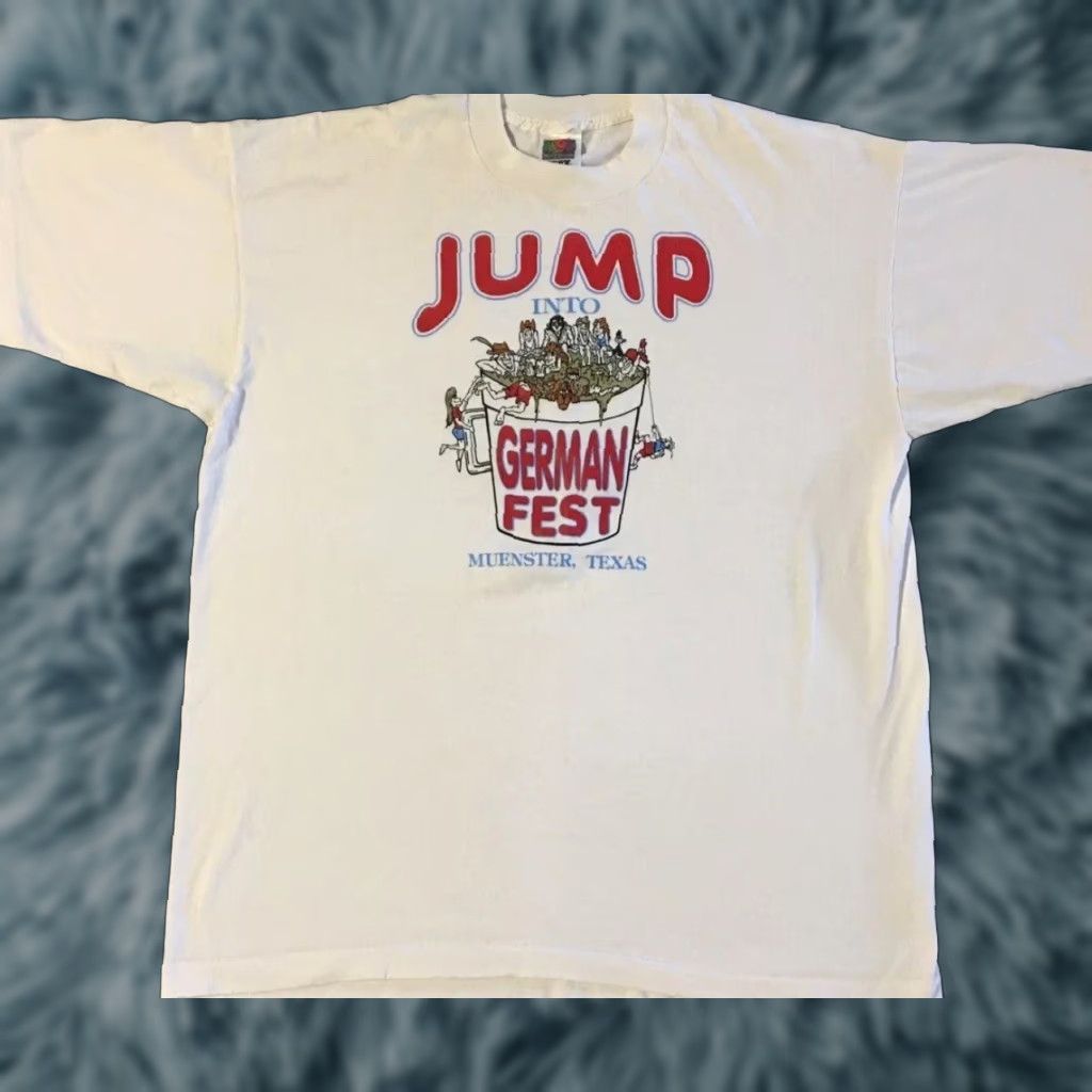 Vintage VINTAGE 90s Texas German Fest Shirt XL White Bar Drinking Grunge Biker Muenster USA Rock Punk Hard to read rules? Size US XL / EU 56 / 4 - 1 Thumbnail