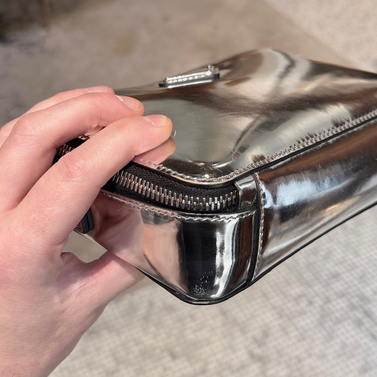 Prada Prada Metallic Silver Chrome Spazzolato Brique Crossbody Bag Size ONE SIZE - 22 Thumbnail