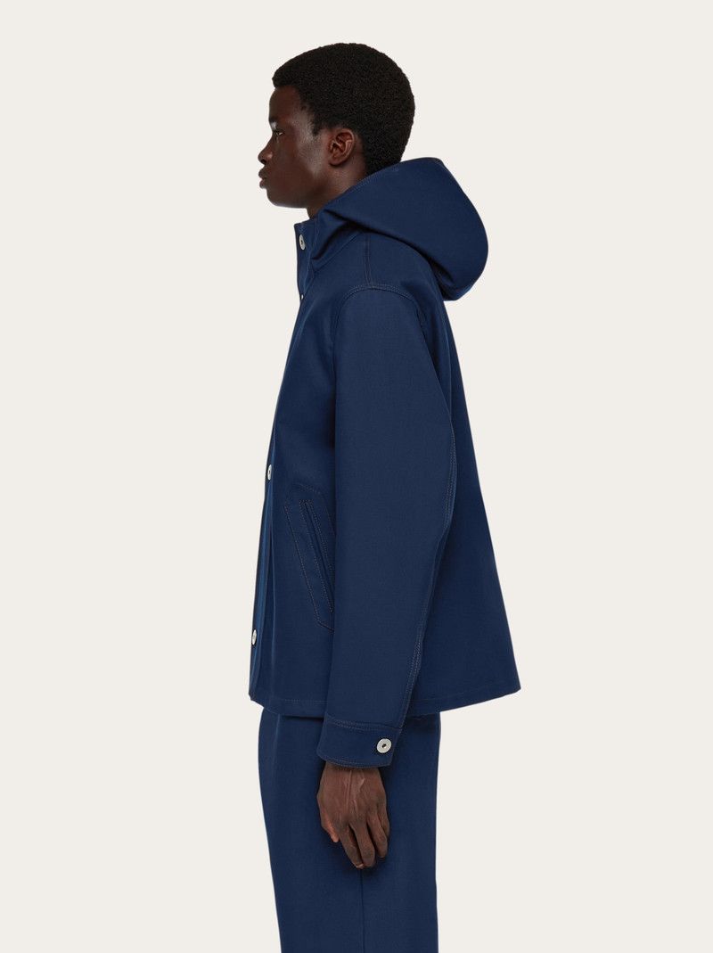 Salvatore Ferragamo o1s1rm0126 Denim Hooded Blouson Jacket in Blue Size US S / EU 44-46 / 1 - 3 Thumbnail
