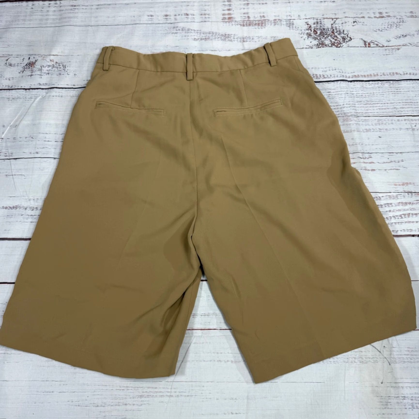 Vintage Urlazh Tan Chino Shorts Womens L Polyester Flat Front Front Center Leg Seam Shop Casual Shorts Womens L Tan Urlazh Size 36" / US 14 / IT 50 - 7 Thumbnail