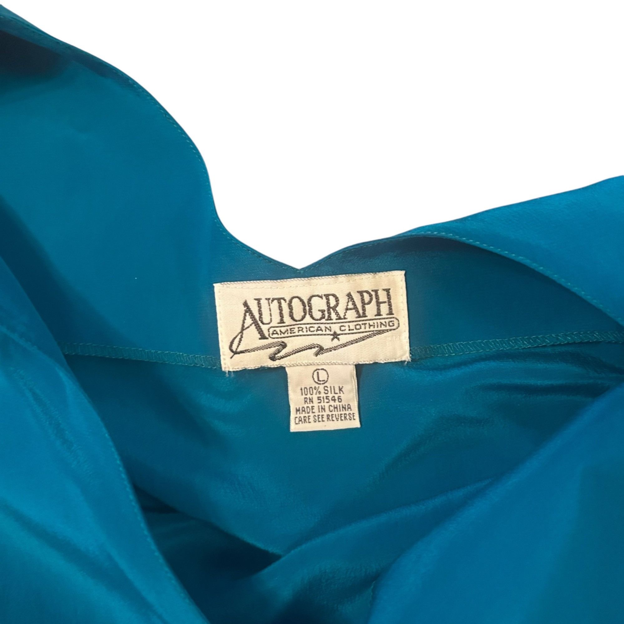 Vintage Vintage Autograph 100% Silk Shell Turquoise Jewel Tone Blous Size L / US 10 / IT 46 - 4 Thumbnail