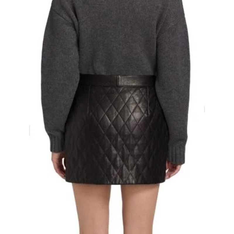 Frame FRAME Quilted Lamb Leather Miniskirt XL Size 32" / US 10 / IT 46 - 4 Thumbnail