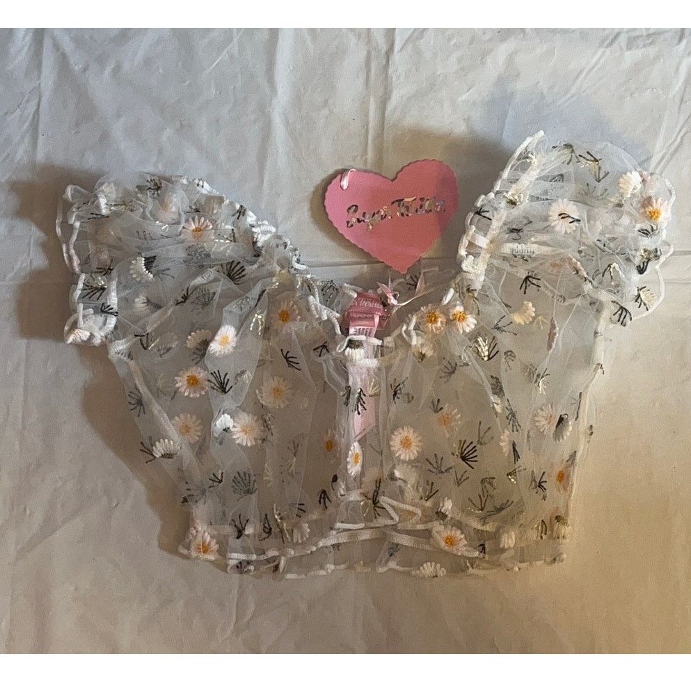 Dolls Kill Dolls kill Sugar Thrillz Daisy Embroidered Mesh Lingerie Set Size ONE SIZE - 4 Thumbnail