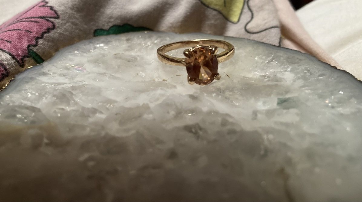 Other Peach gemmed gold plated ring Size ONE SIZE - 2 Thumbnail