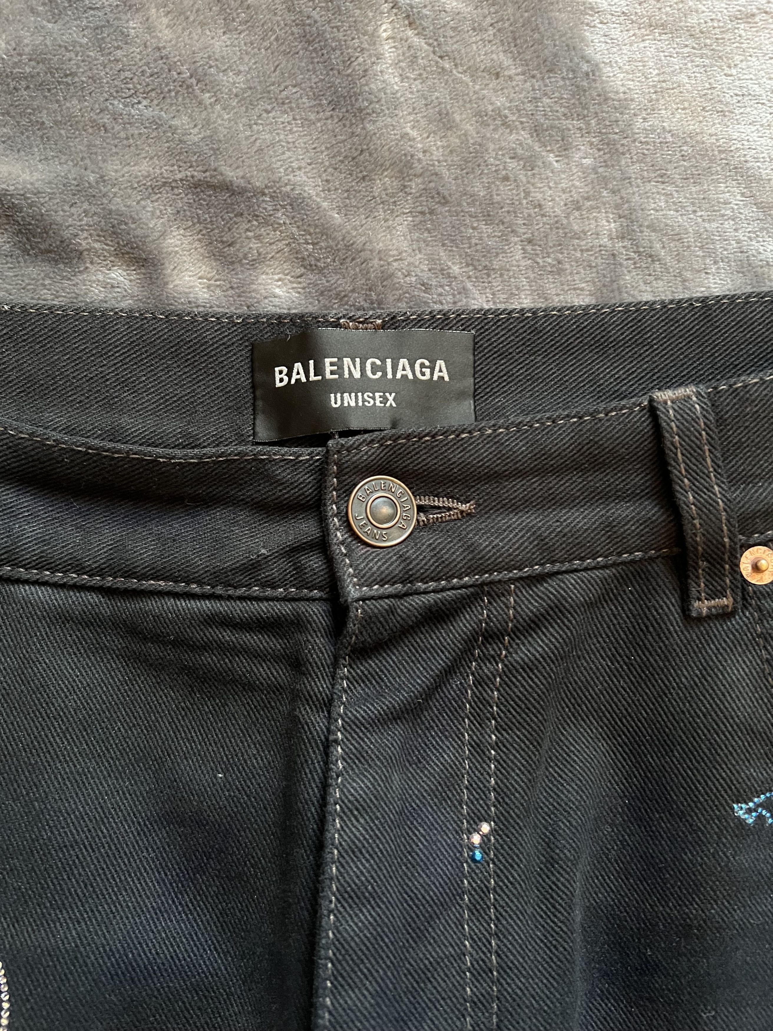 Balenciaga Balenciaga Rhinestone Scribble Denim Jeans Size US 34 / EU 50 - 5 Thumbnail