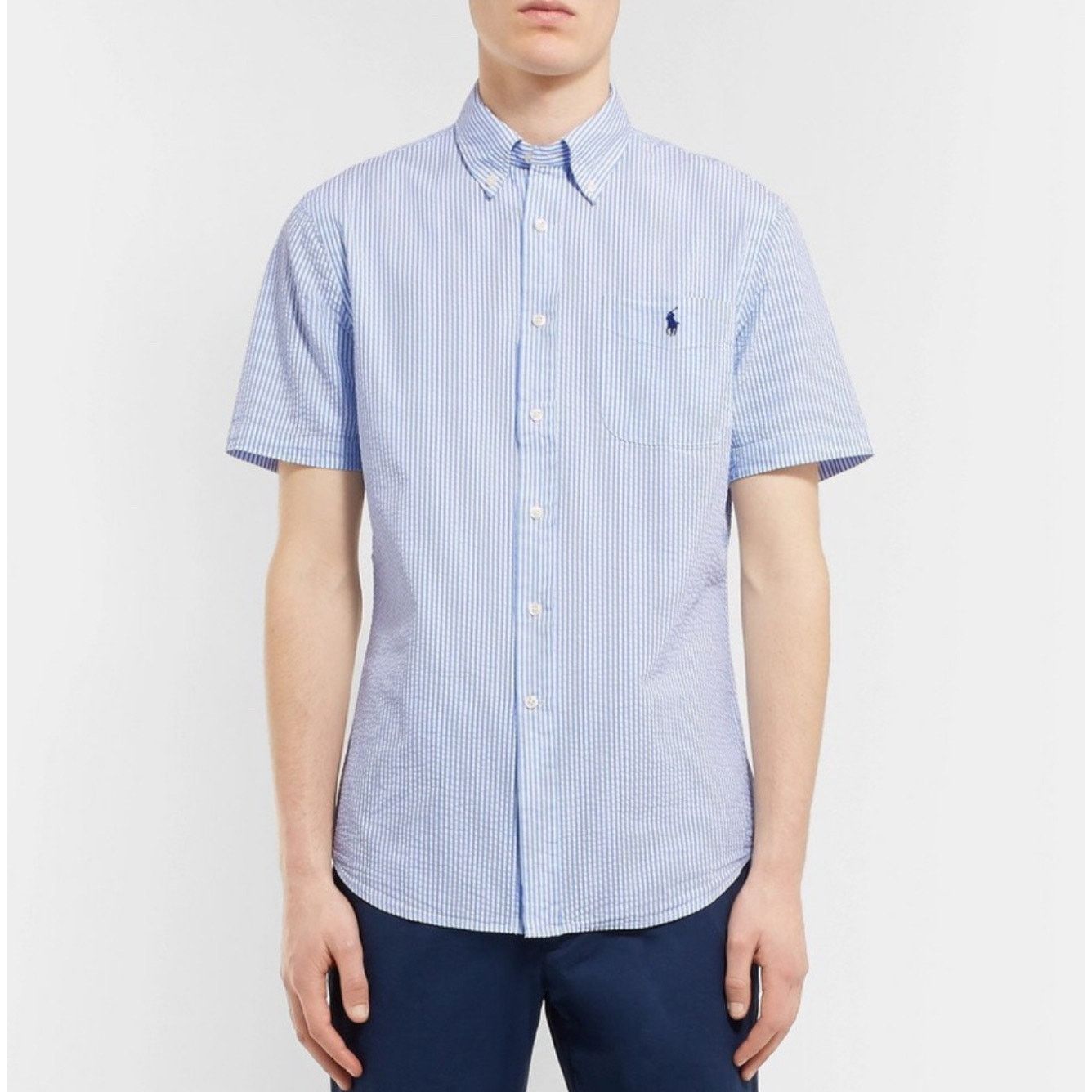 Polo Ralph Lauren Polo RALPH LAUREN Men's XLT Blue Stripe Seersucker Shirt Size US XL / EU 56 / 4 - 1 Thumbnail