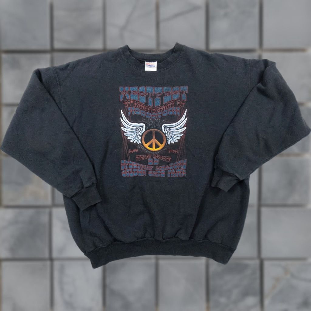 Hanes VINTAGE Hanes Sweatshirt Men XL Black Westfest Woodstock Crew Neck Pullover Y2K Music All Seasons Size US XL / EU 56 / 4 - 1 Thumbnail